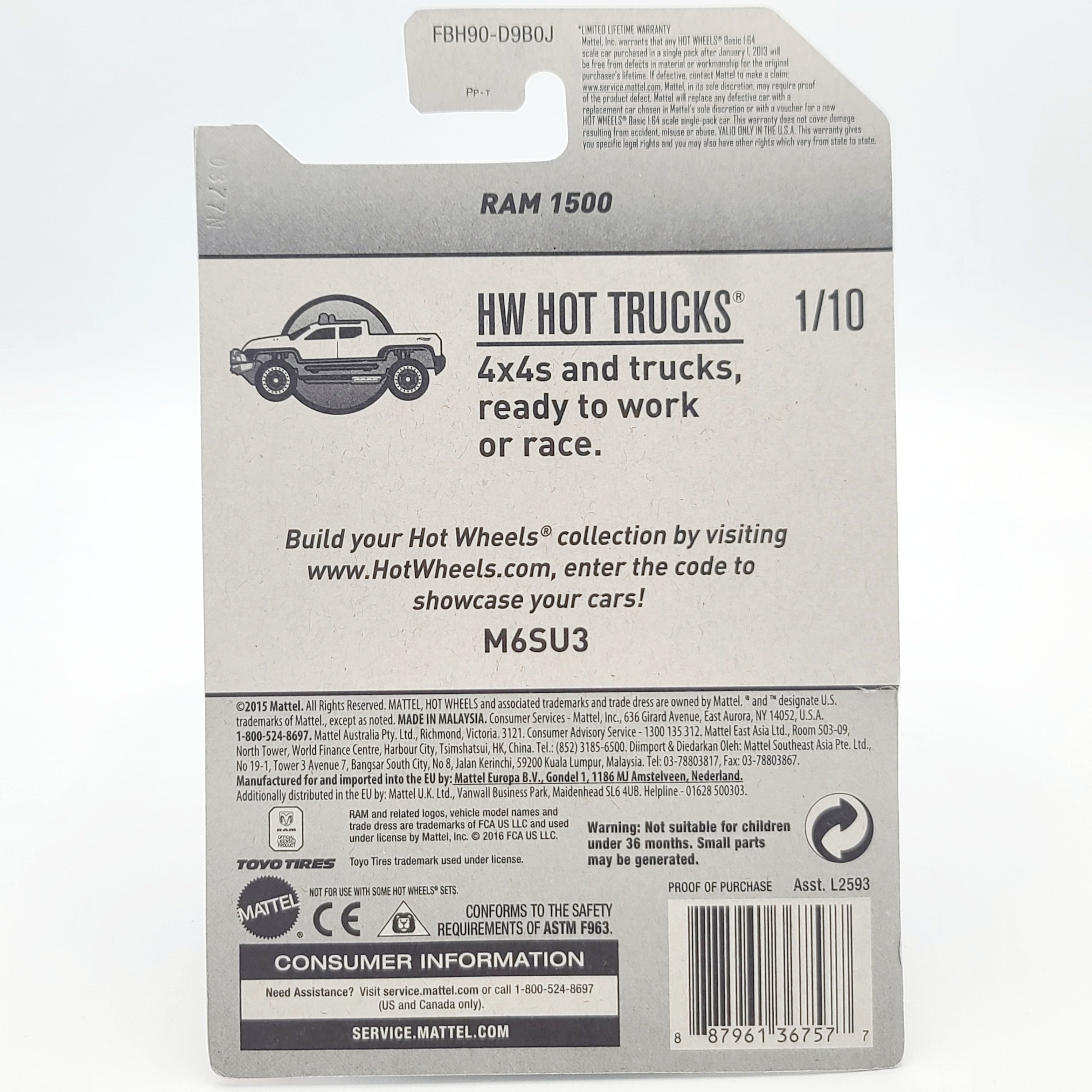 Hot Wheels - ZAMAC - Ram 1500 Pickup Truck (2017 HW Basic - Hot Trucks)