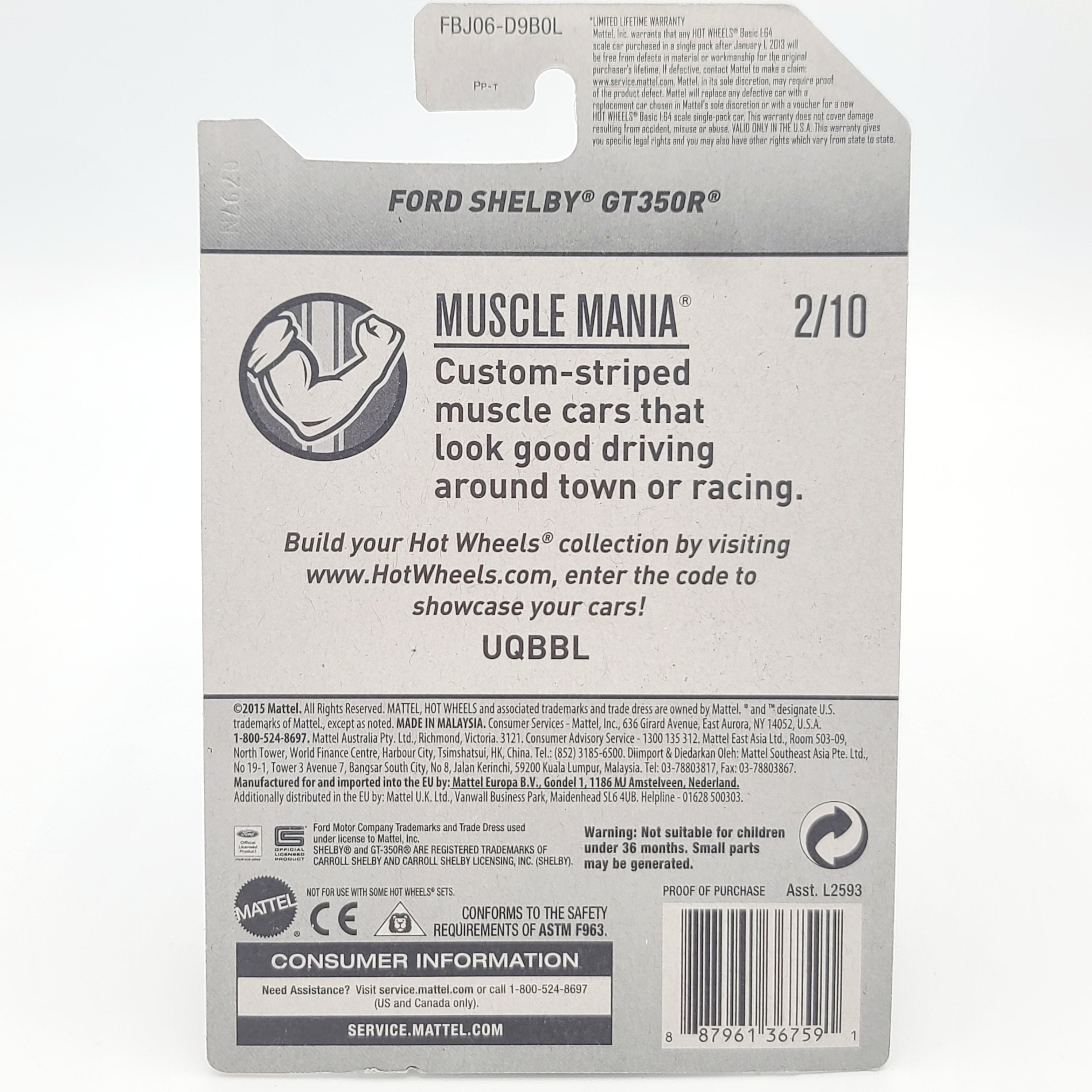 Hot Wheels - ZAMAC - Ford Shelby GT350R (2017 HW Basic - Muscle Mania)