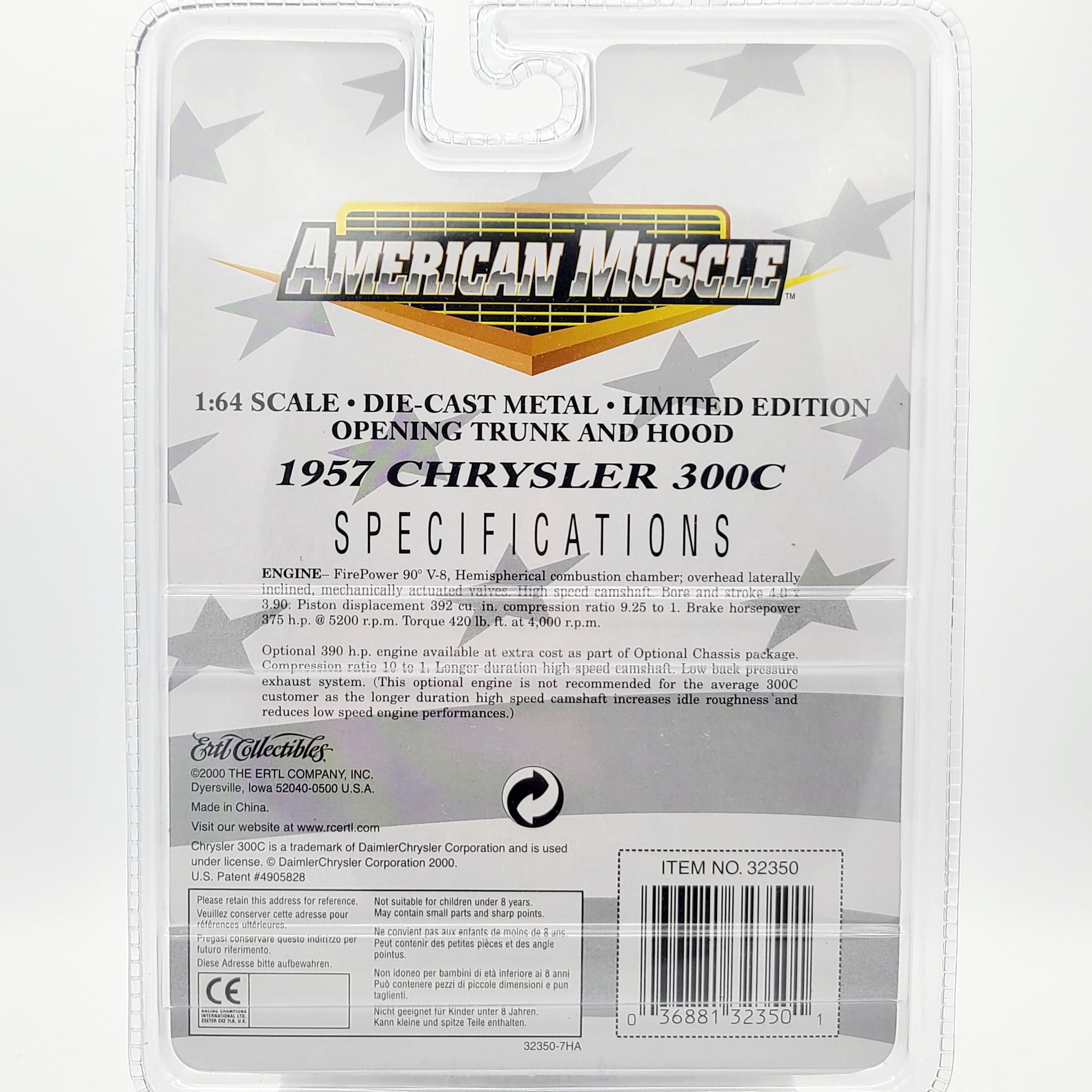 ERTL '57 Chrysler 300C - 1:64, Red (2000 American Muscle - Limited Edition)