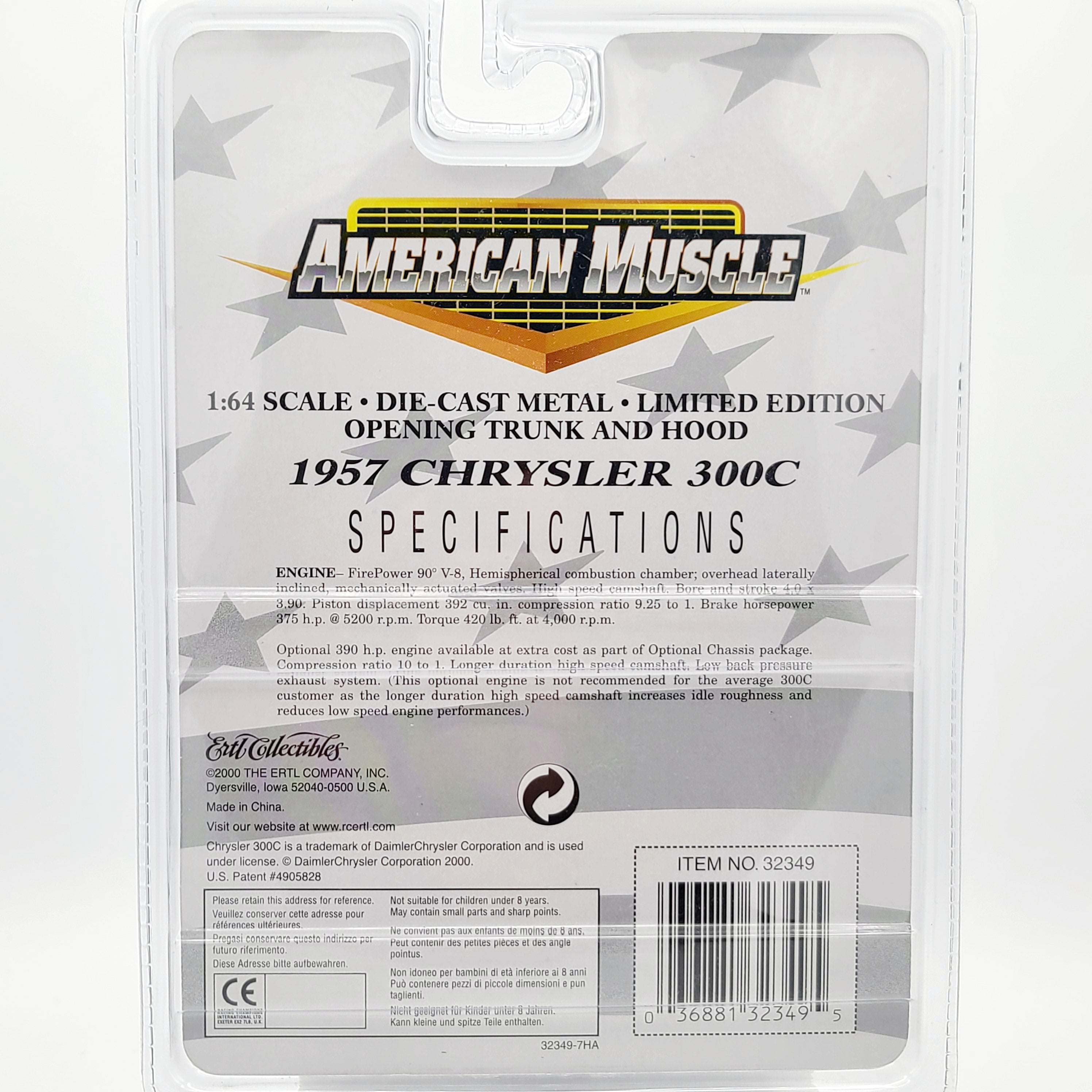 ERTL '57 Chrysler 300C - 1:64, Black (2000 American Muscle - Limited Edition)