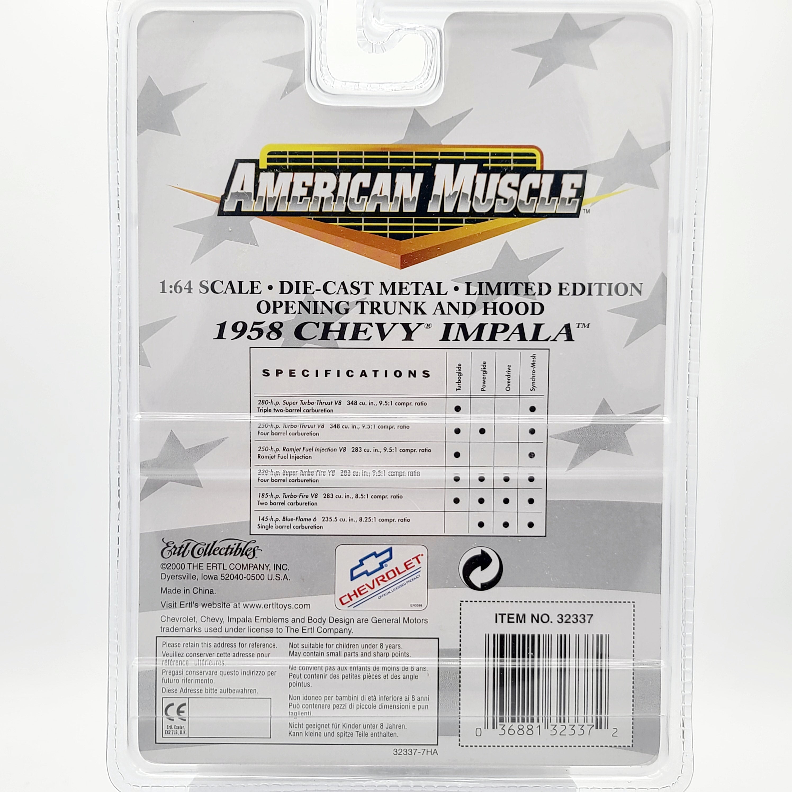 ERTL '58 Chevrolet Impala - 1:64, Blue (2000 American Muscle - Limited Edition)