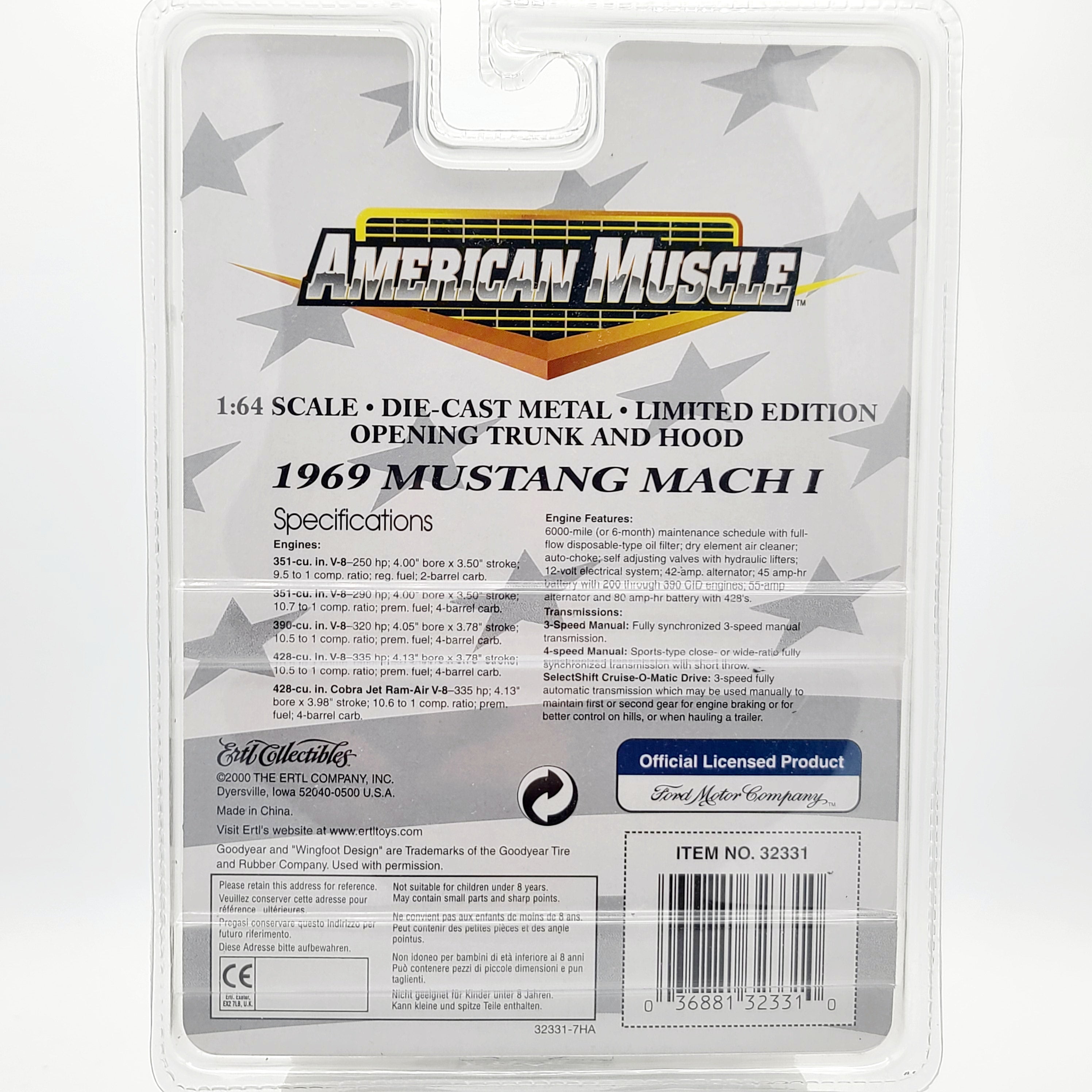 ERTL '69 Ford Mustang Mach 1 - 1:64, Green (2000 American Muscle - Limited Edition)