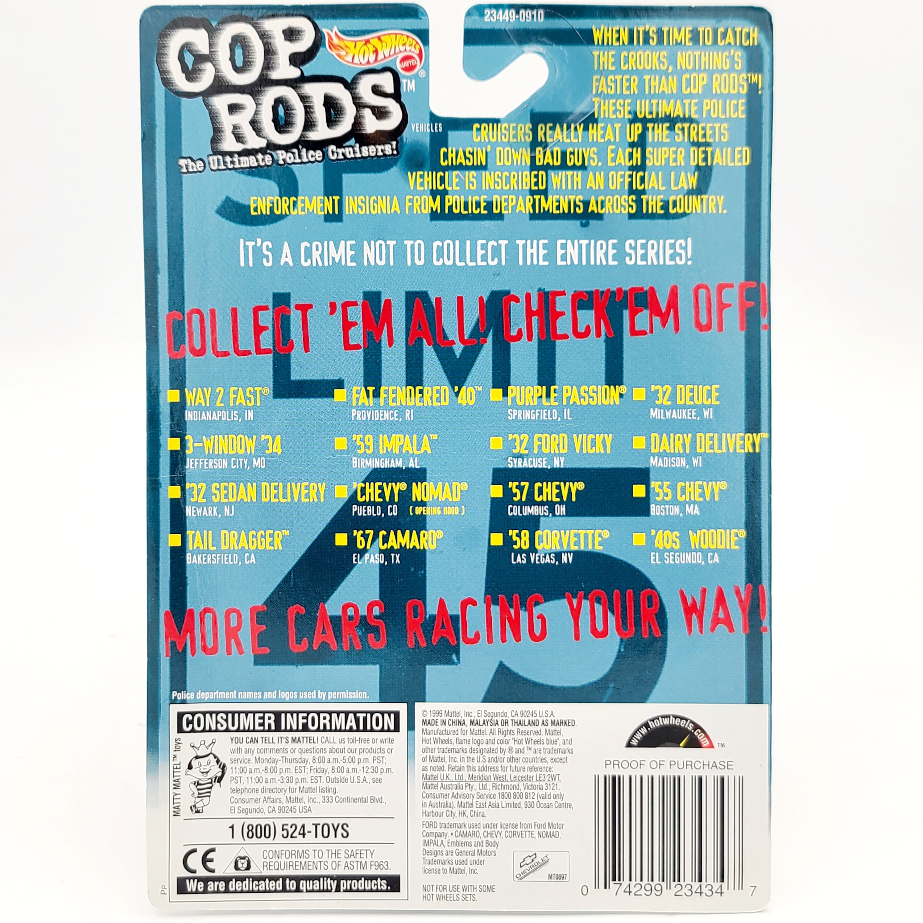 Hot Wheels '55 Chevy Bel Air - Boston, Massachusetts (1999 HW Cop Rods)