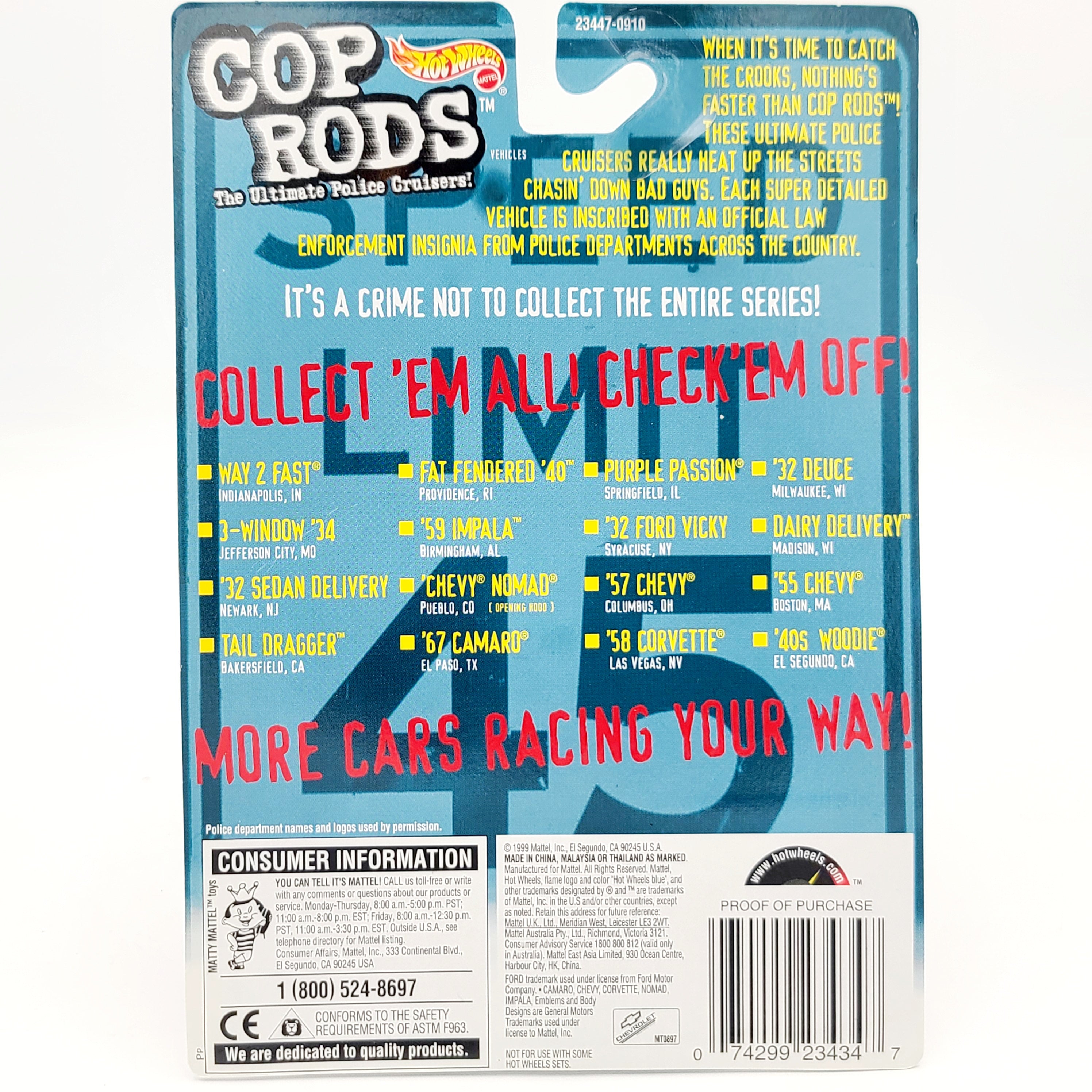 Hot Wheels '32 Ford Deluxe Coupe "Deuce" - Milwaukee, Wisconsin (1999 HW Cop Rods)