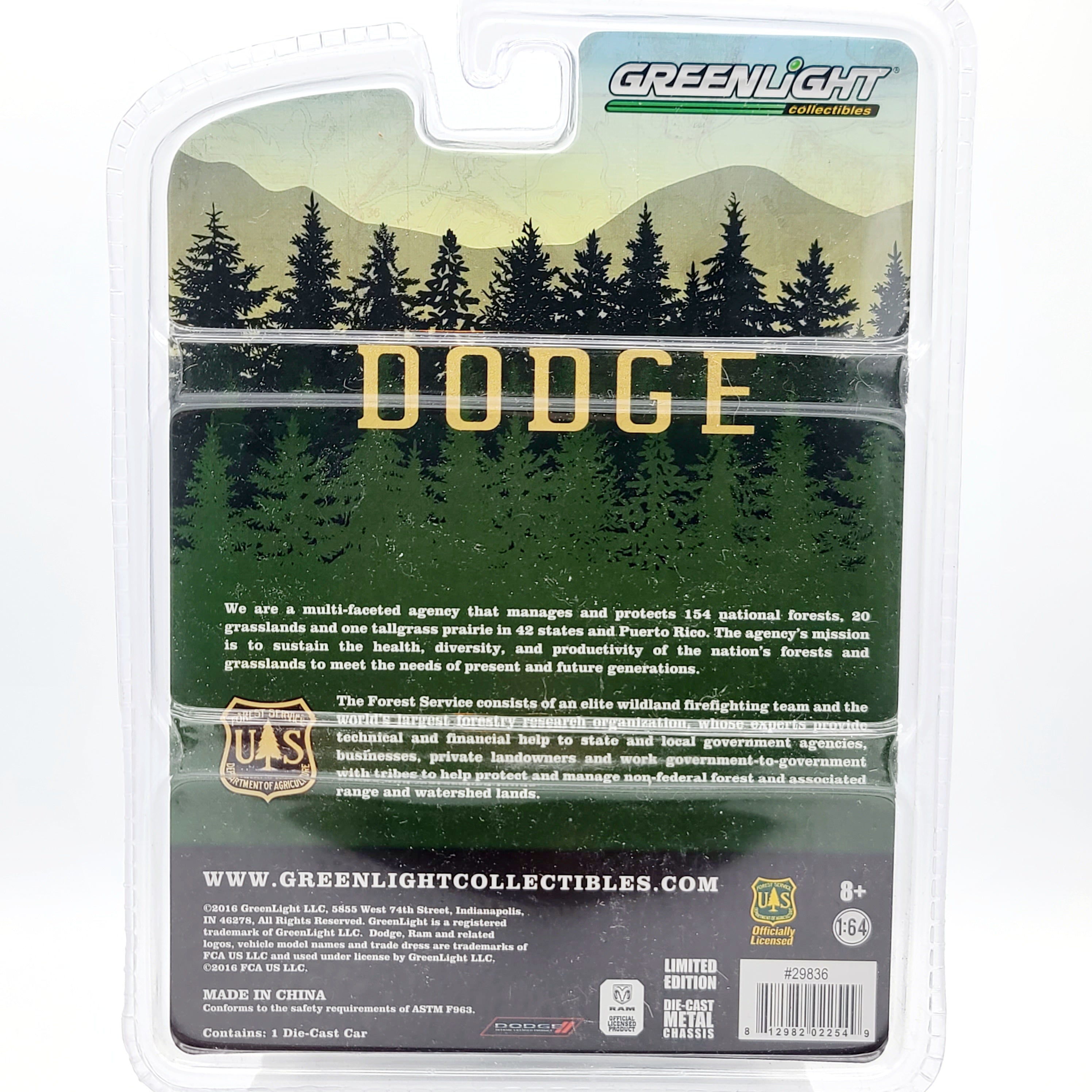 GreenLight '65 Dodge D-100 Sweptline Pickup - 1:64, United States Forest Service (2015 Limited Edition)