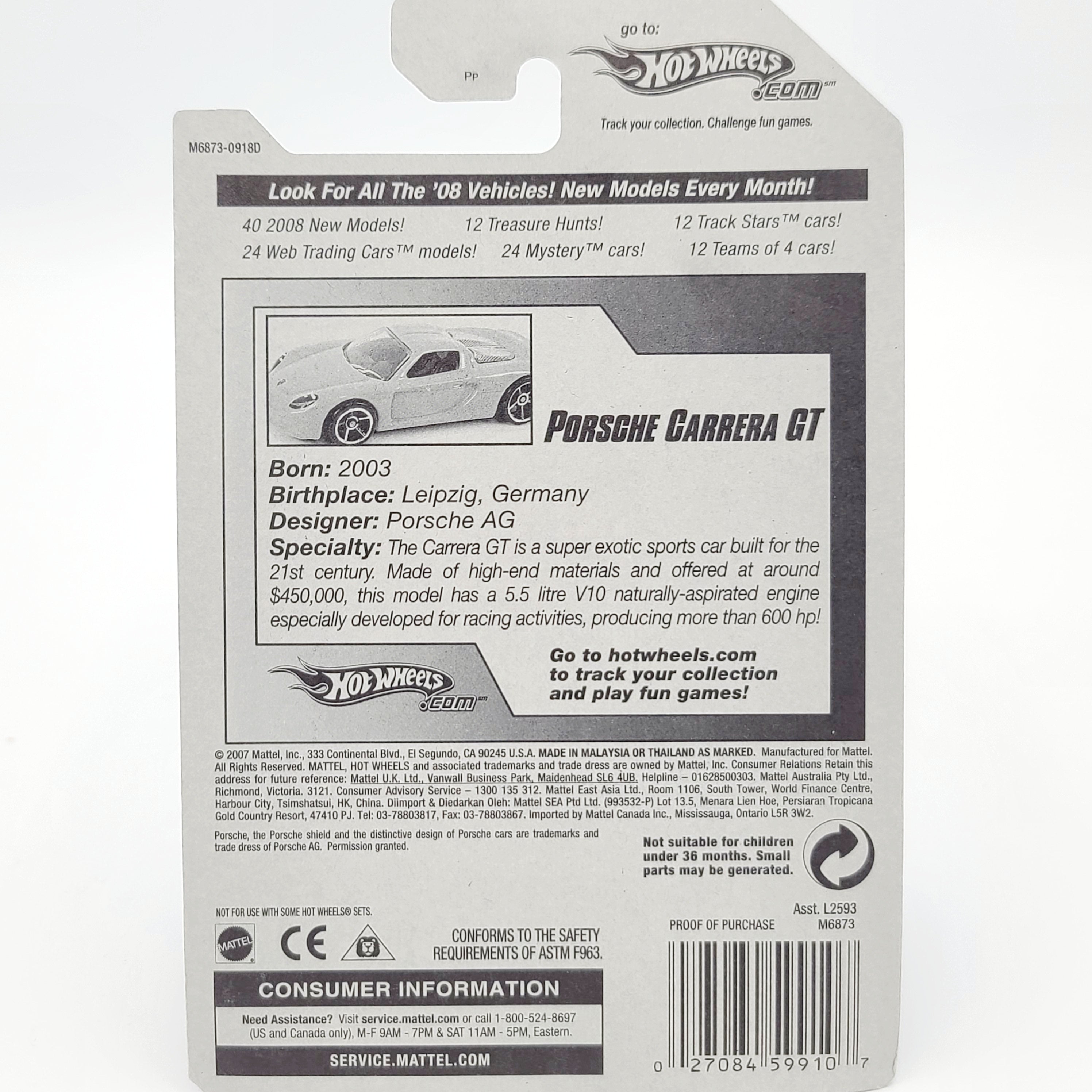 Hot Wheels Porsche Carrera GT (2008 HW Basic - Team Exotics)