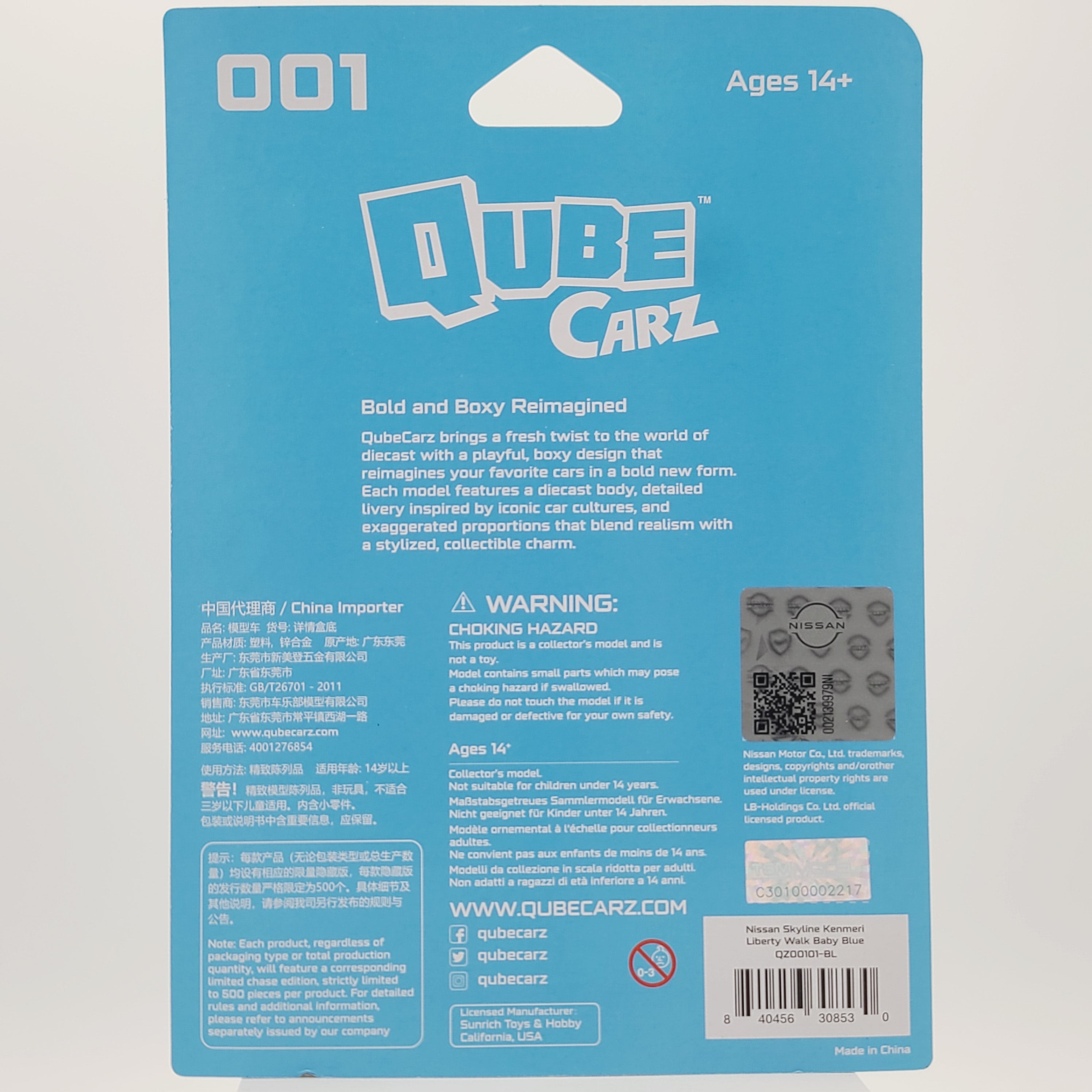 Mini GT Qube Carz Nissan Skyline Kenmeri Liberty Walk - 1:64, Baby Blu