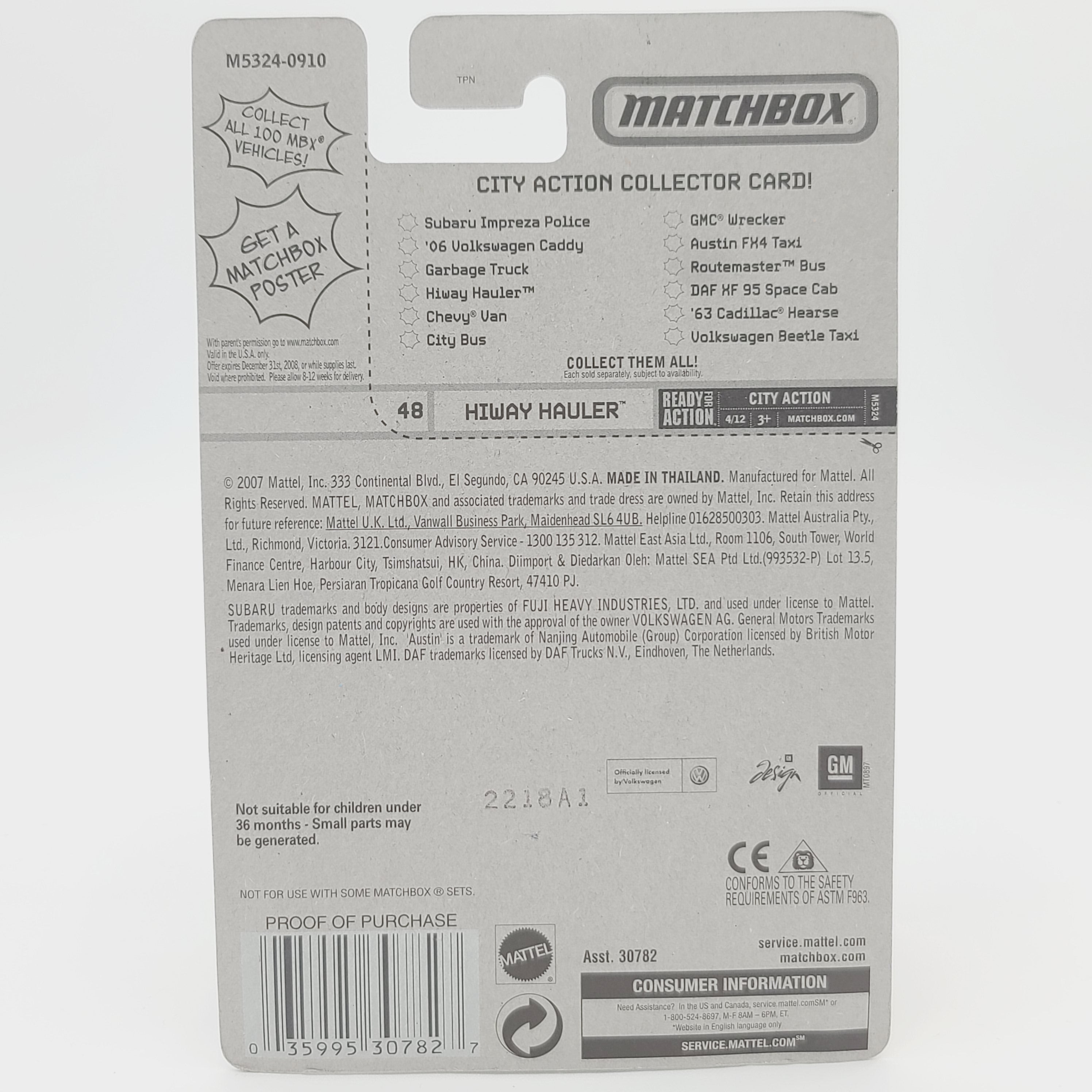 Matchbox Hiway Hauler / Izuzu Flatbed Tow Truck (2009 MBX Basic - City Action)