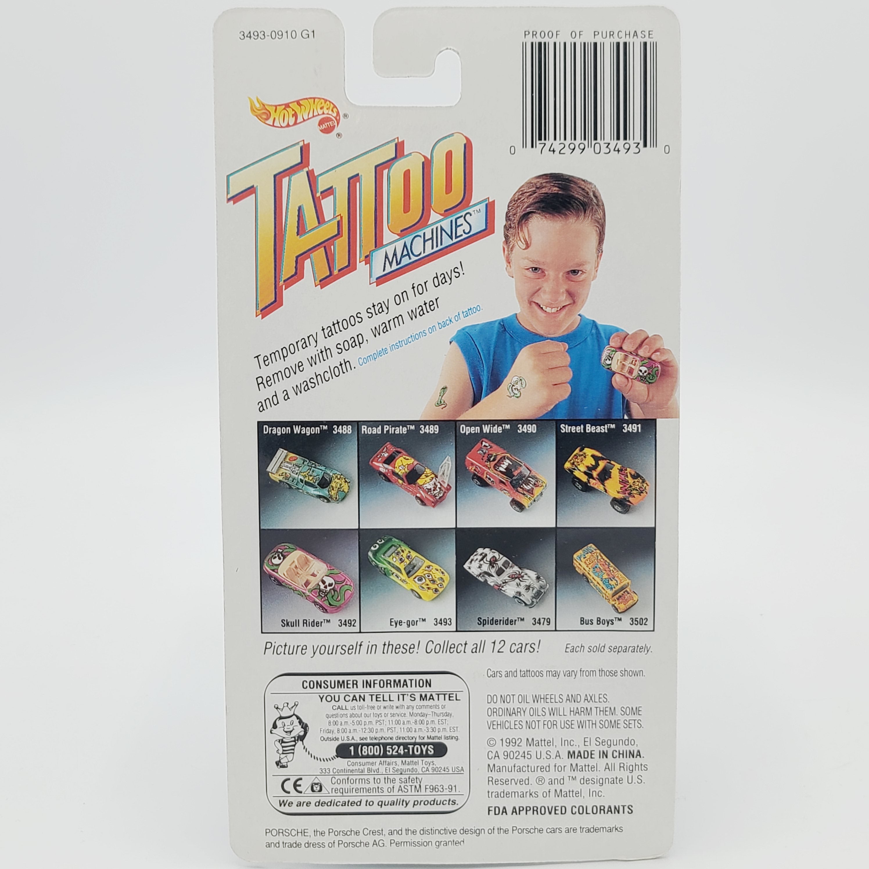 Hot Wheels Porsche 959 Eye-Gor, Blackwall (1992 HW Tattoo Machines)