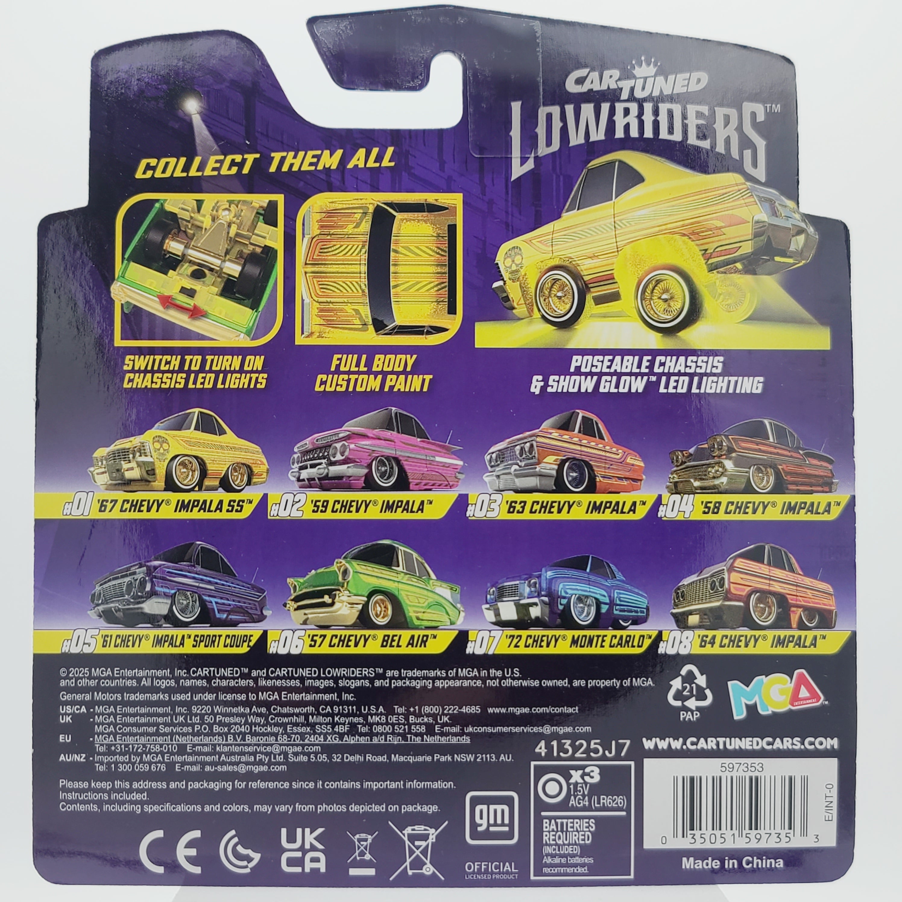 MGA Car Tuned - Lowriders Show Glow Series 1 - Full Set (8 Cars)