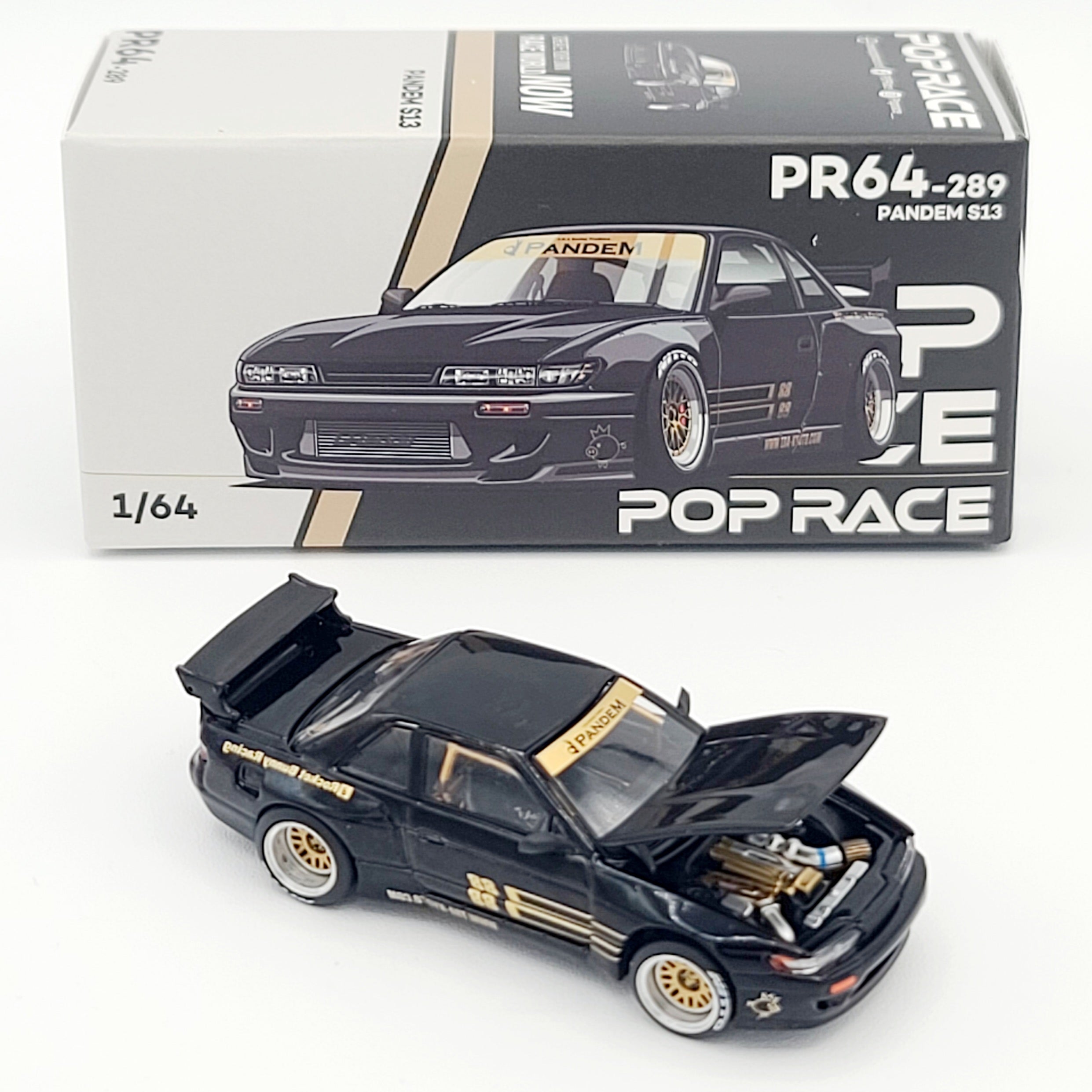 Pop Race Pandem Nissan Silvia S13 - 1:64, Black (2026 Limited Edition)