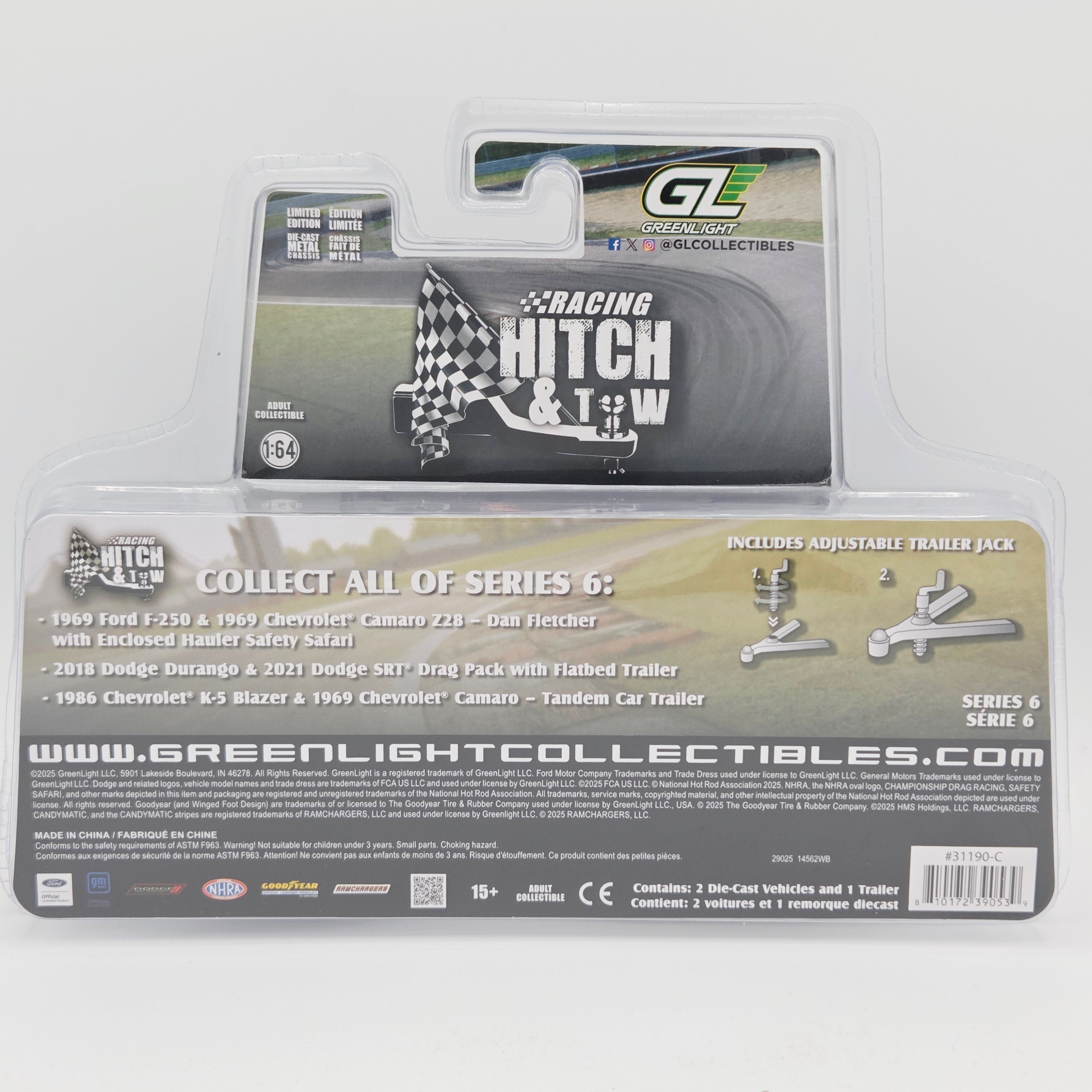 GreenLight '18 Dodge Durango w/ '21 Dodge SRT Drag Pack - 1:64, Ramchargers (2026 Racing Hitch & Tow Series 6)