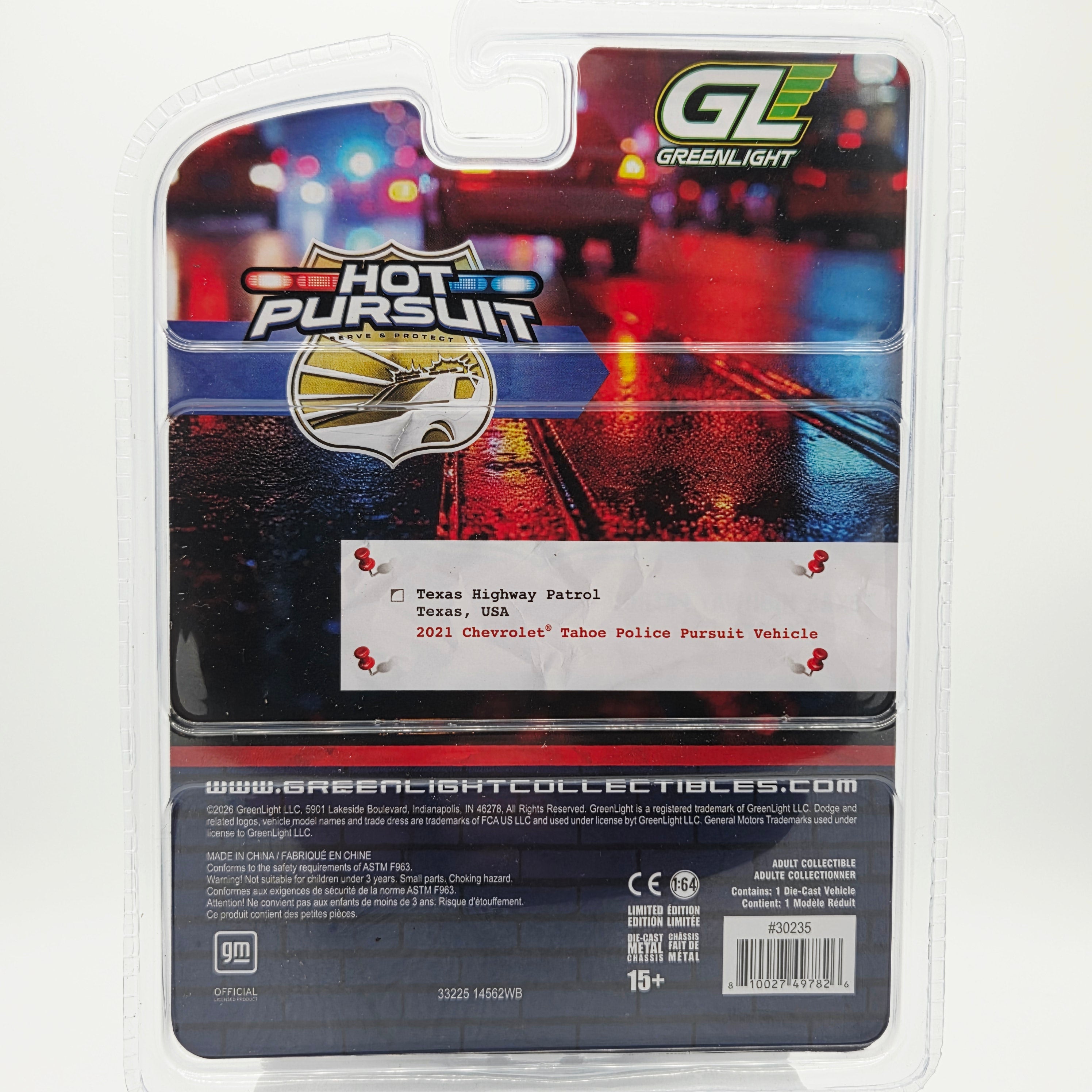 GreenLight - CHASE, RAW - '21 Chevrolet Tahoe "Texas Highway Patrol" - 1:64 (Hobby Exclusive)