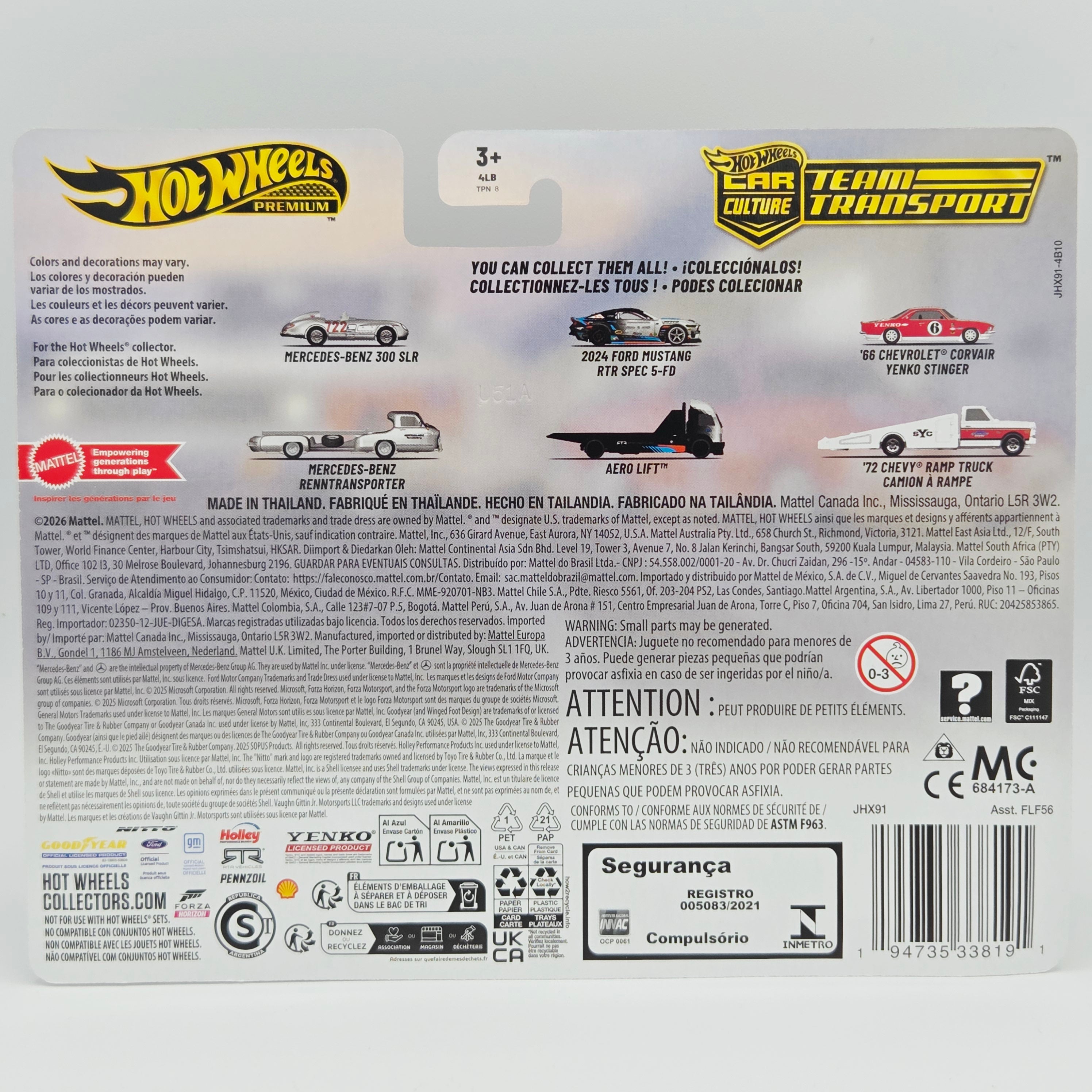 Hot Wheels Team Transport - '24 Ford Mustang RTR SPEC 5-FD & HW Aero Lift Truck (2026 Team Transport Mix 1 K, Car Culture)