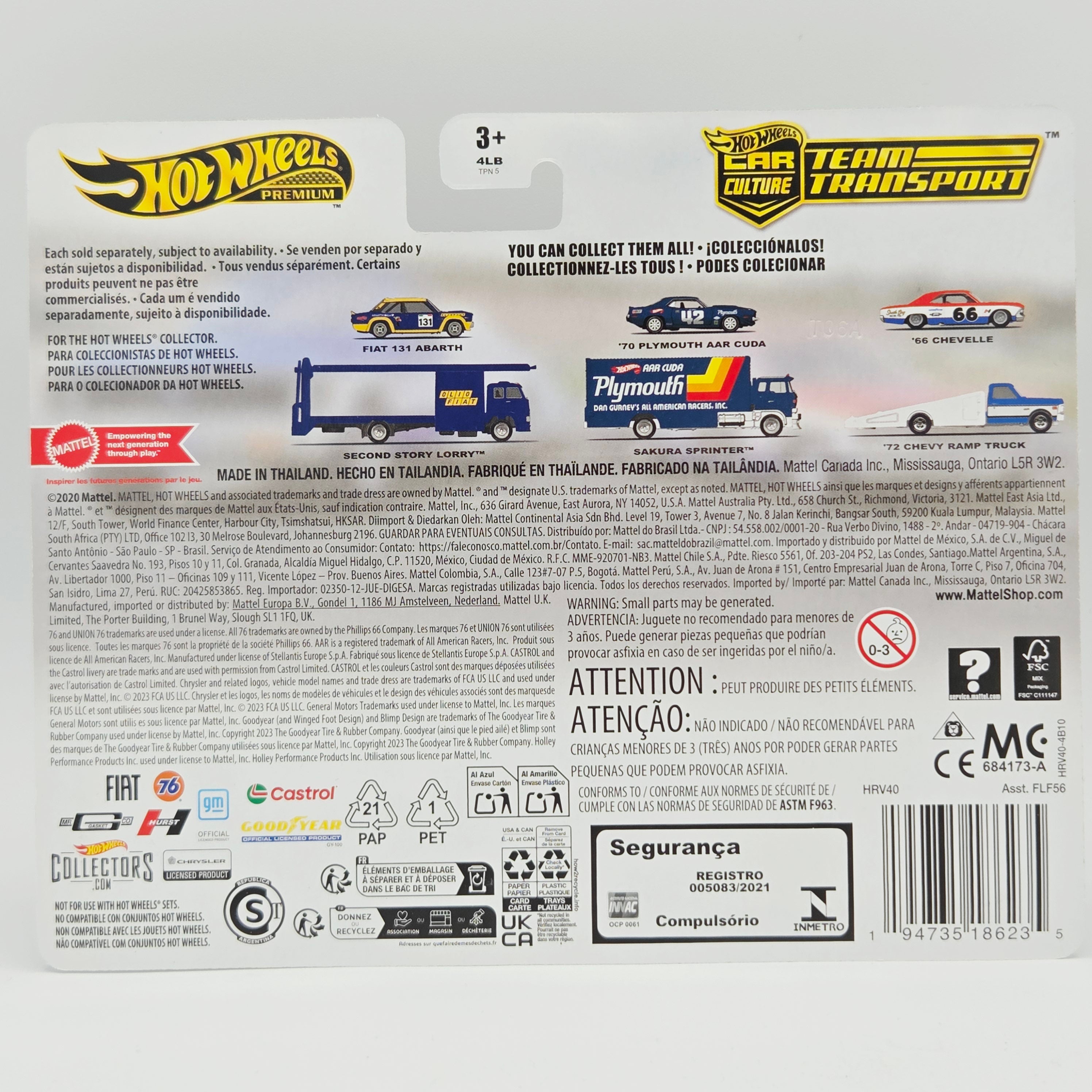 Hot Wheels Team Transport - '70 Plymouth AAR Cuda & HW Sakura Sprinter (2024 Team Transport Mix 1, Car Culture)