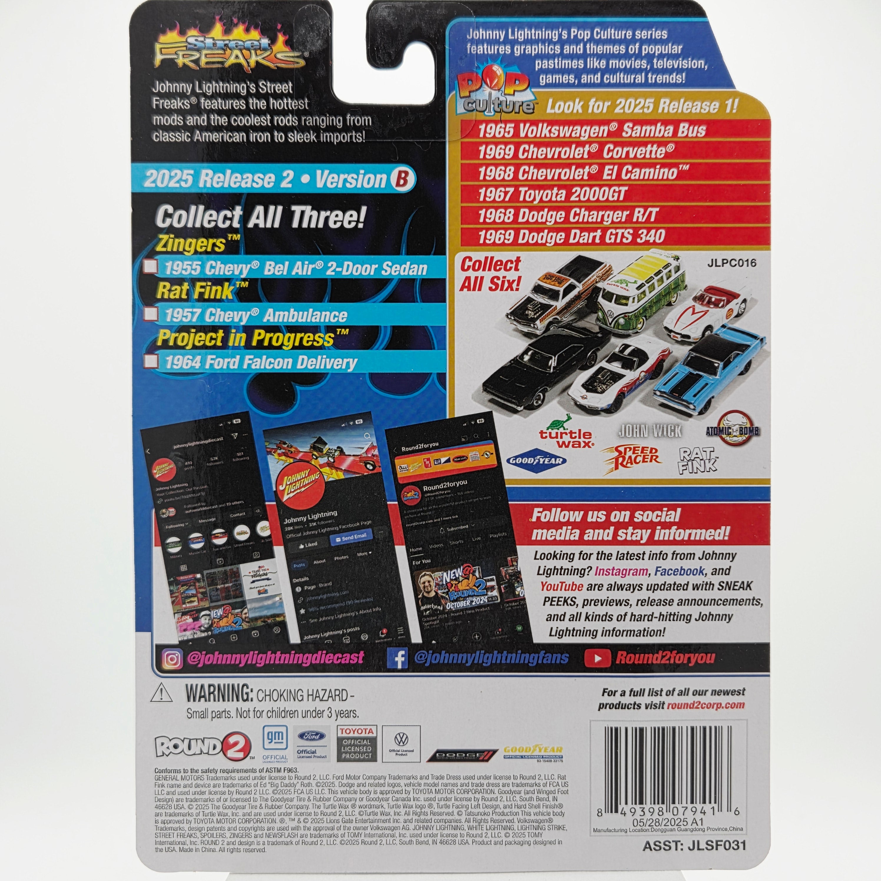 Johnny Lightning - 2025 Street Freaks Release 2 - complete set of 6 - 1:64 scale