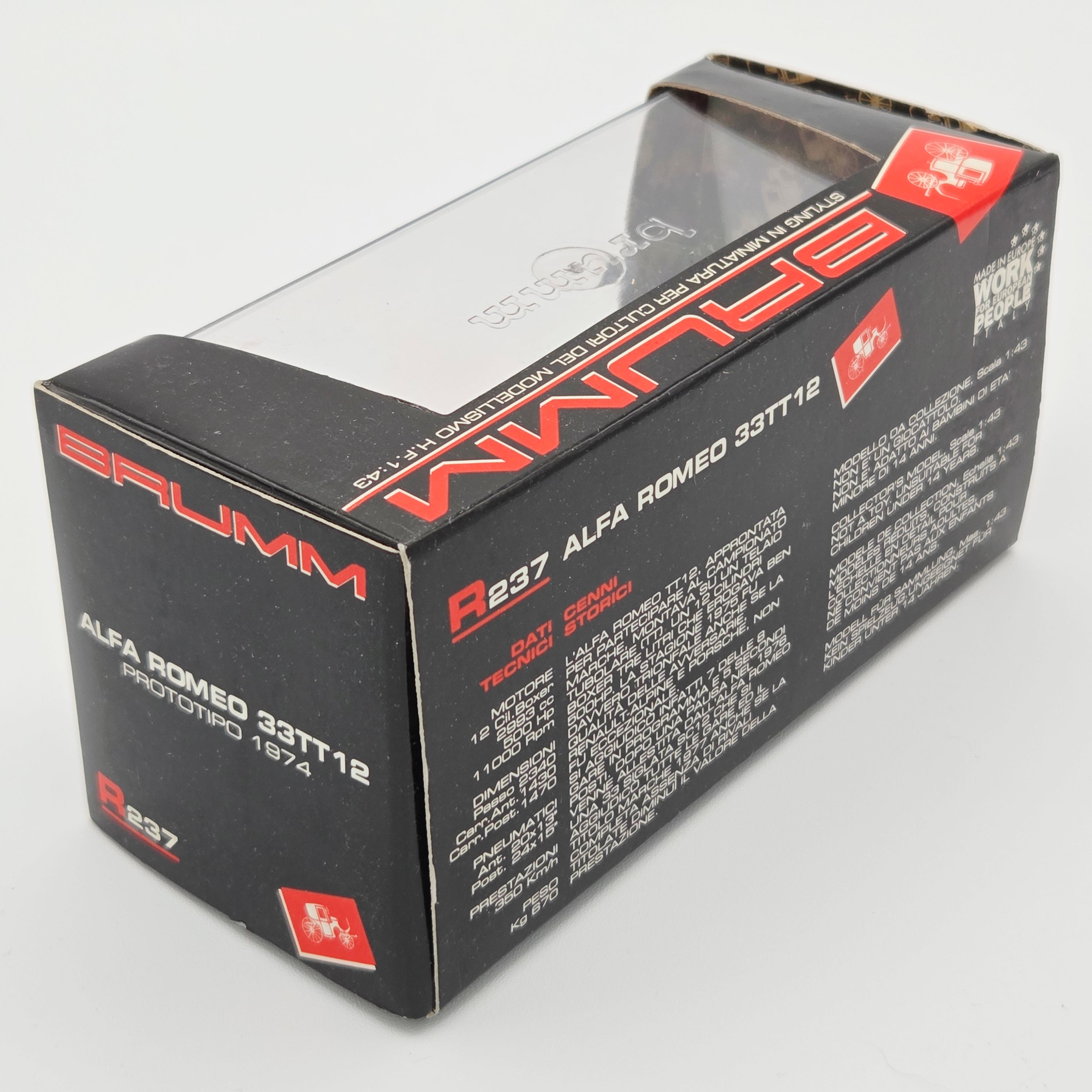Brumm - R237 Alfa Romeo 33TT12 Race Car - 1:43 Scale Model