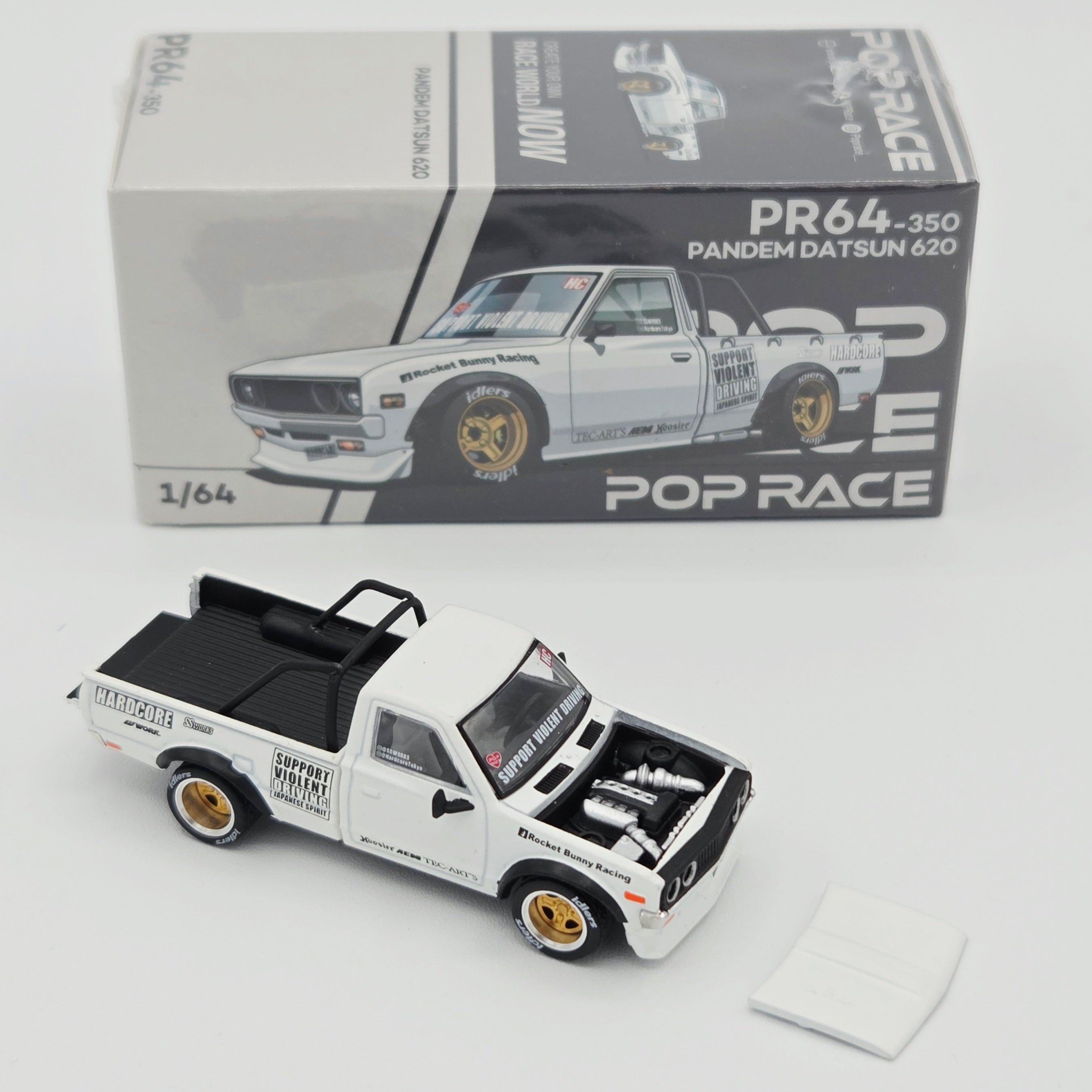 Pop Race Pandem Datsun 620 Pickup - 1:64, White (2026 Limited Edition)