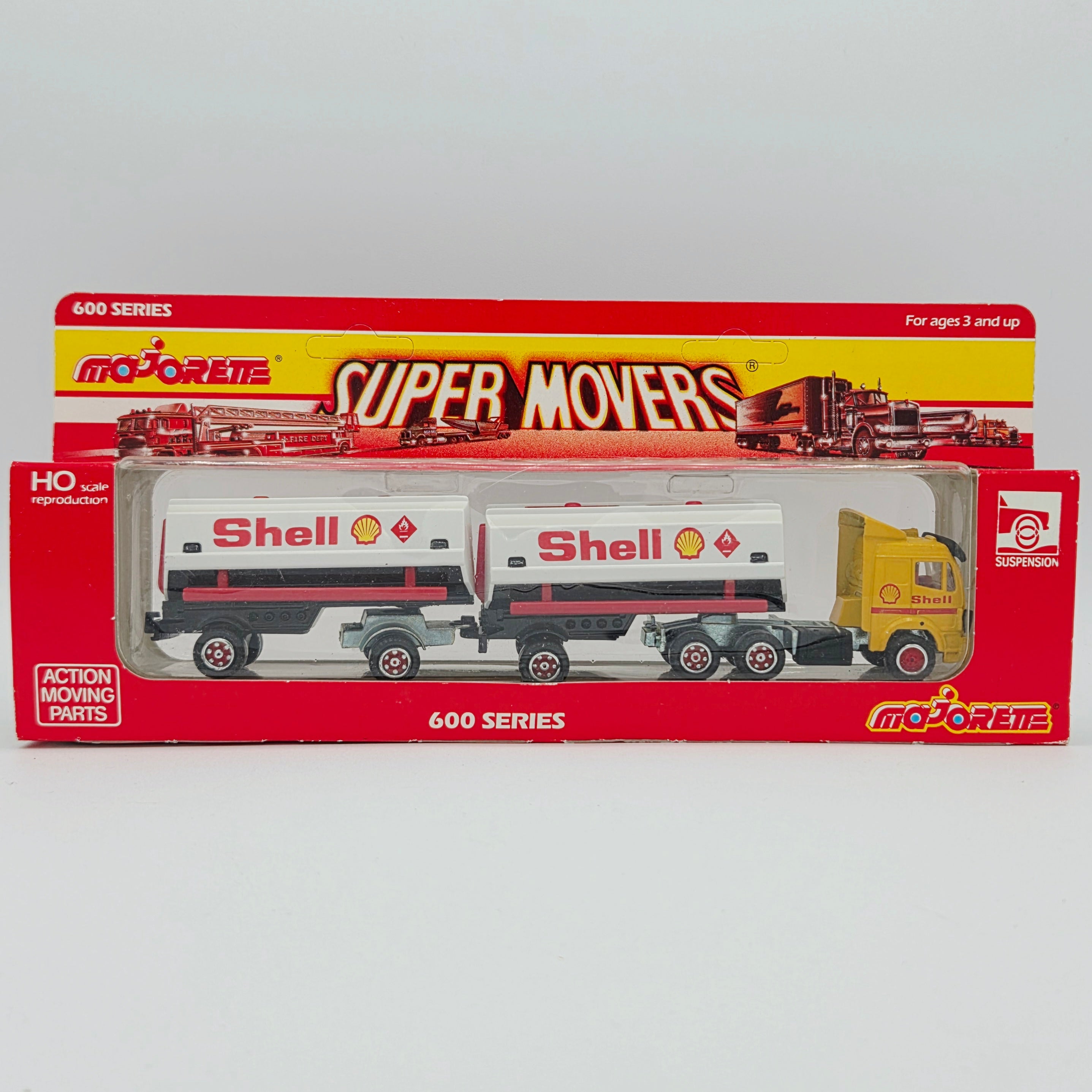 Majorette Mercedes Semi Cab Tandem Trailer Truck "Shell Oil" - 1:87, Unpunched Card (1990s Super Movers 600 Series)