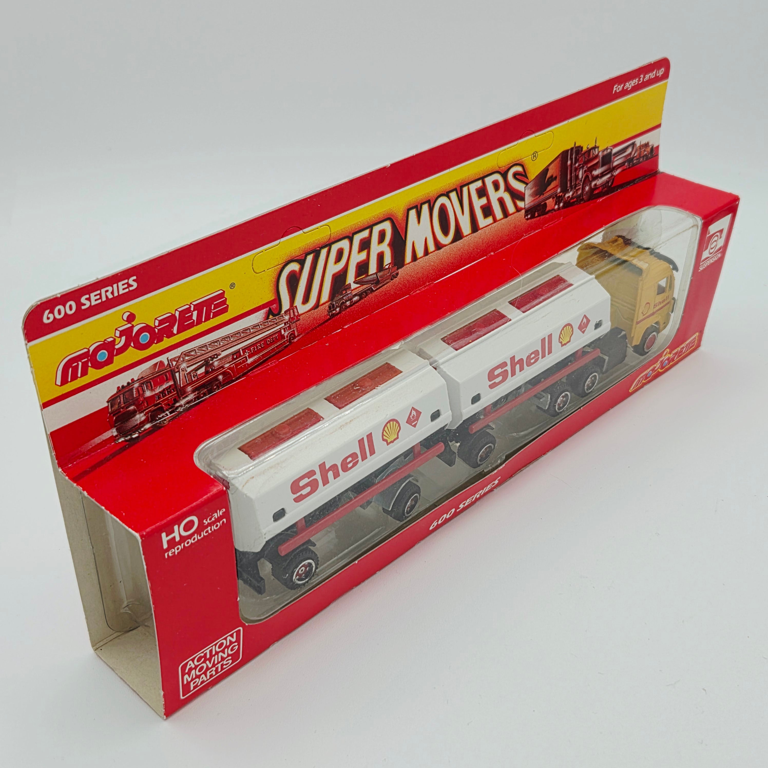 Majorette Mercedes Semi Cab Tandem Trailer Truck "Shell Oil" - 1:87, Unpunched Card (1990s Super Movers 600 Series)