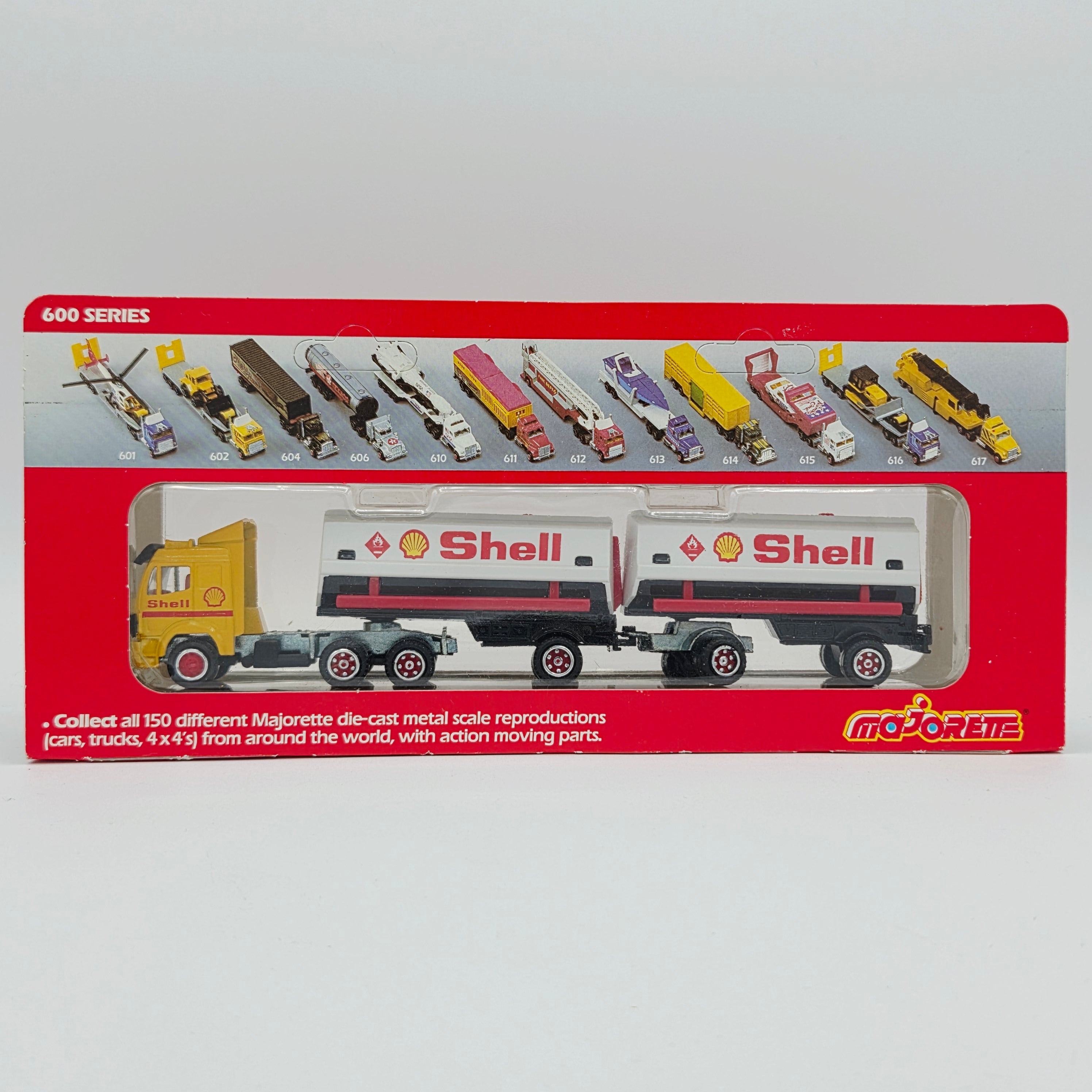 Majorette Mercedes Semi Cab Tandem Trailer Truck "Shell Oil" - 1:87, Unpunched Card (1990s Super Movers 600 Series)