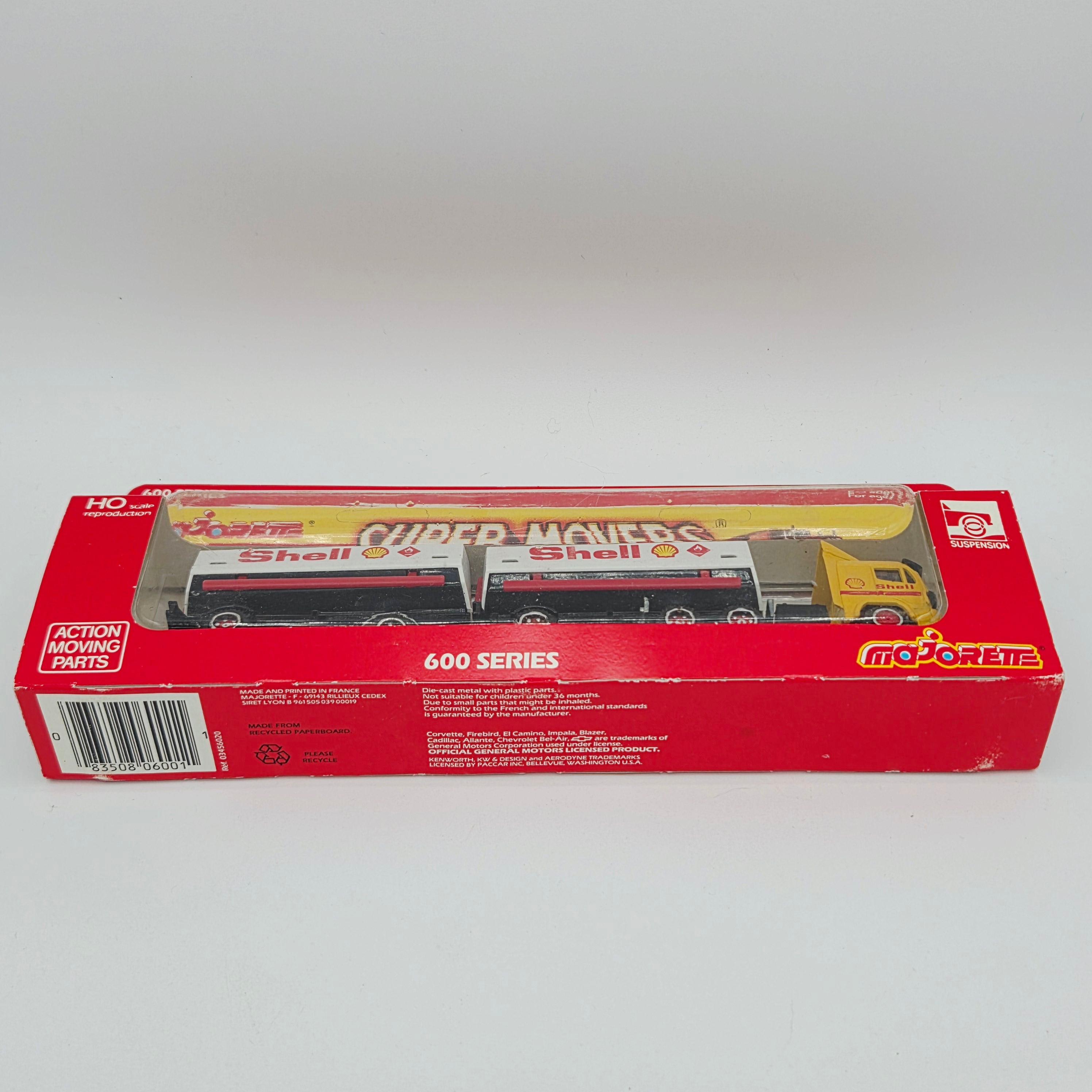 Majorette Mercedes Semi Cab Tandem Trailer Truck "Shell Oil" - 1:87, Unpunched Card (1990s Super Movers 600 Series)
