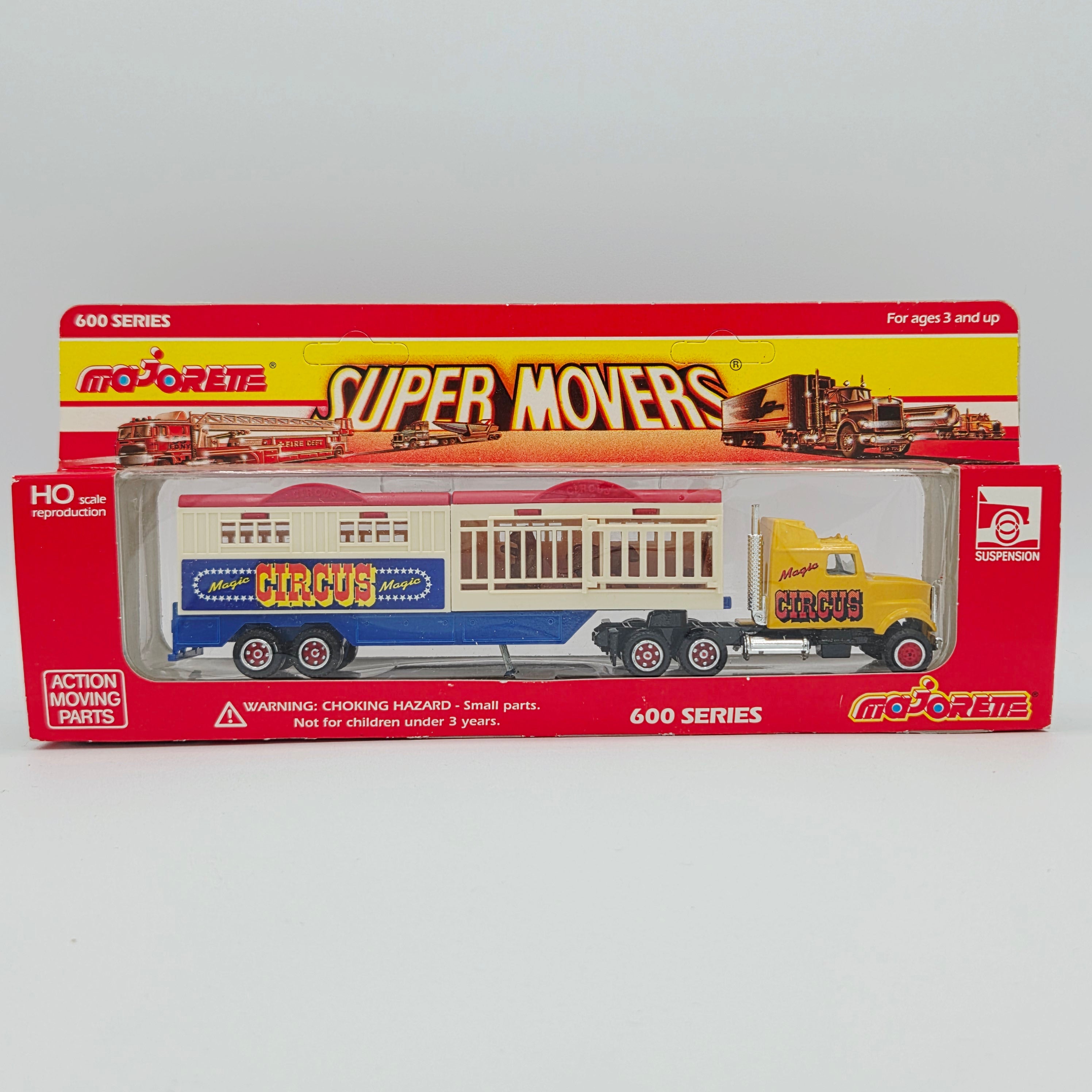 Majorette Kenworth Semi Cab Caged Trailer Truck "Circus" - 1:87, Unpunched Card (1990s Super Movers 600 Series)
