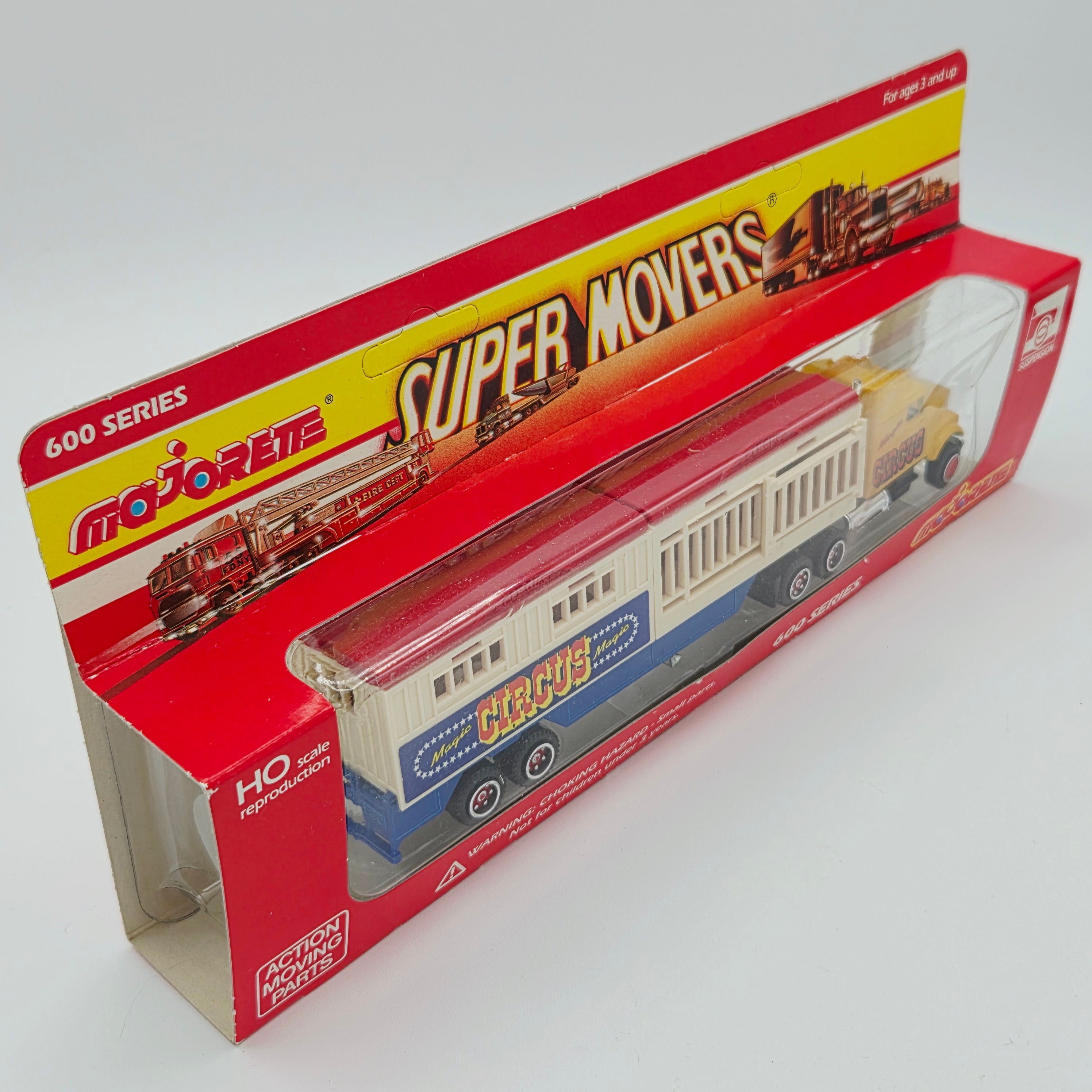 Majorette Kenworth Semi Cab Caged Trailer Truck "Circus" - 1:87, Unpunched Card (1990s Super Movers 600 Series)