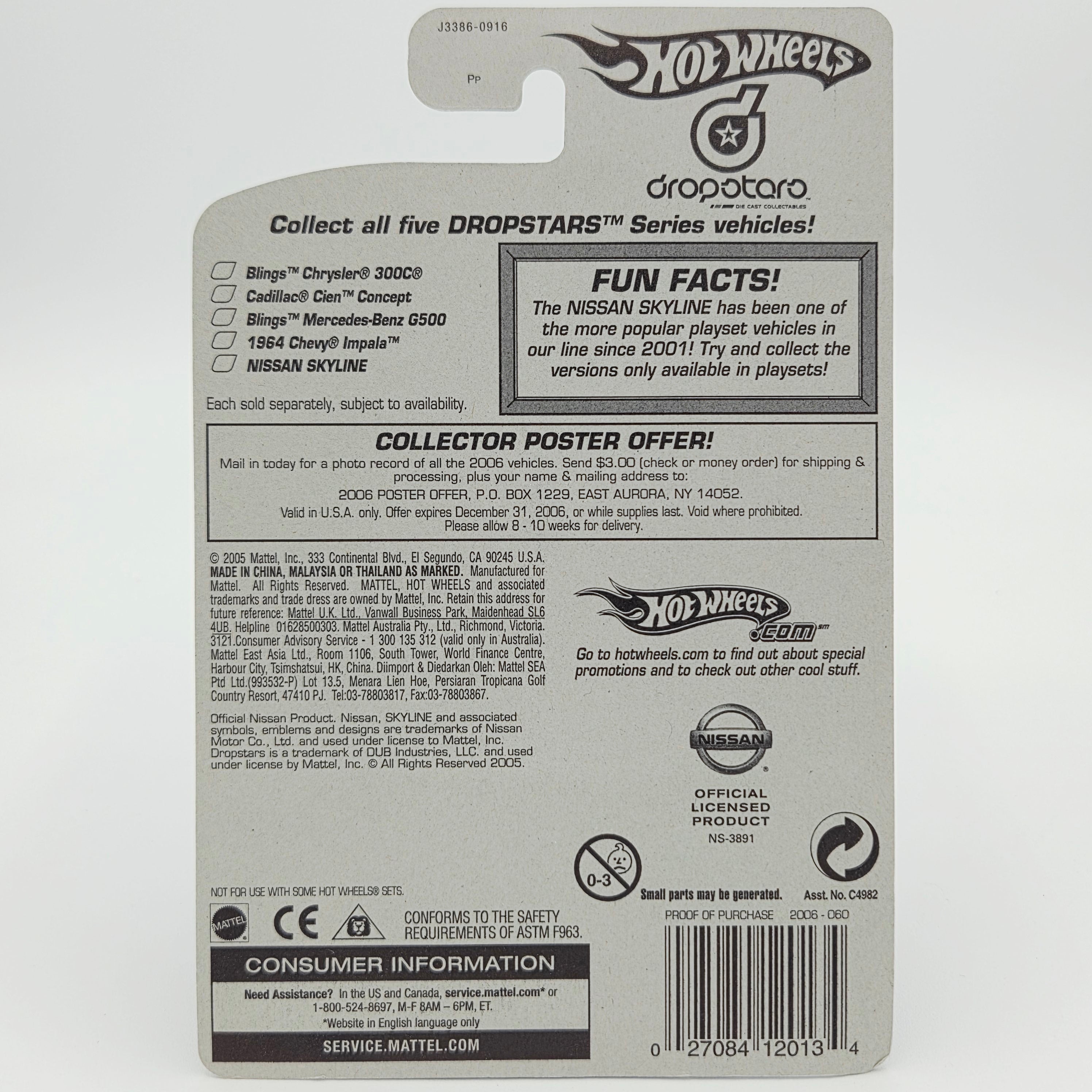 Hot Wheels Nissan Skyline "Dropotoro" (2006 HW Basic - Dropstars) *Soft corner*