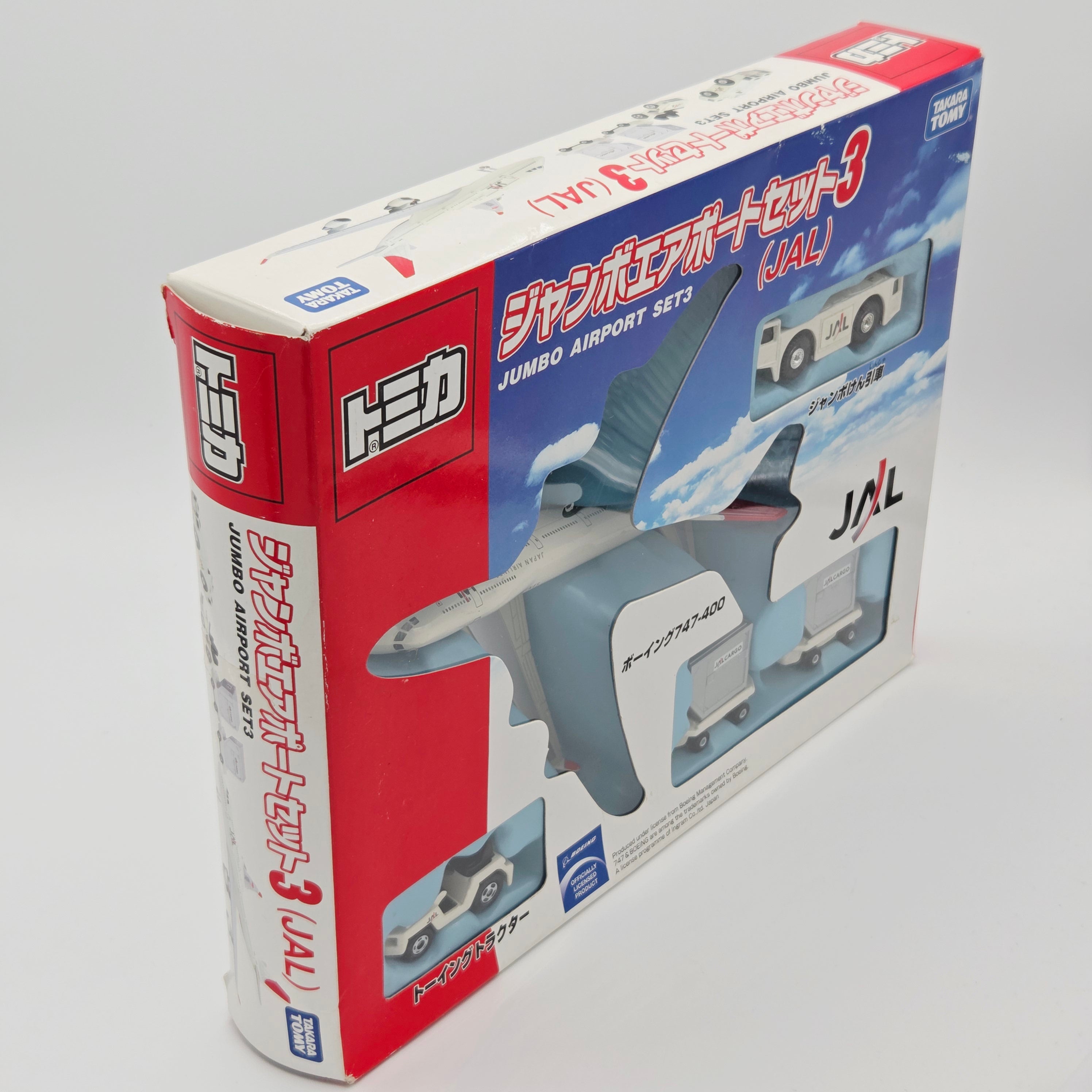 Takara Tomy - Jumbo Airport Set "JAL Airlines" - Boeing 747-400, Toyota Tractor (Tomica) *DAMAGED BOX*
