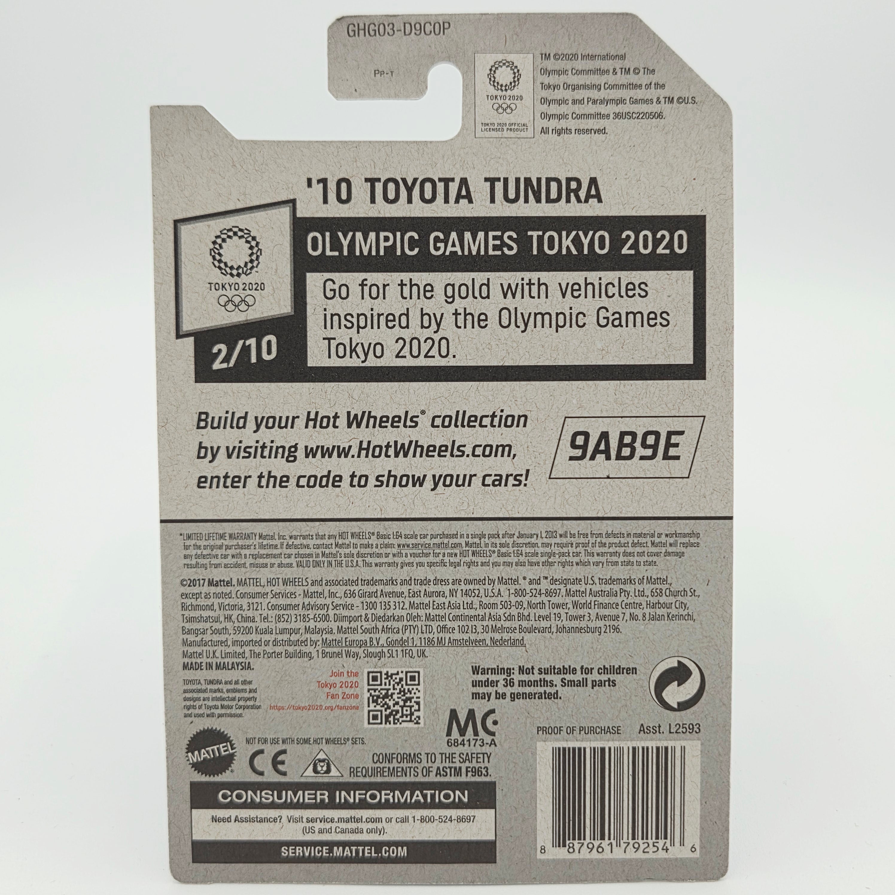 Hot Wheels '10 Toyota Tundra Pickup (2020 HW Basic - 2020 Olympic Games)