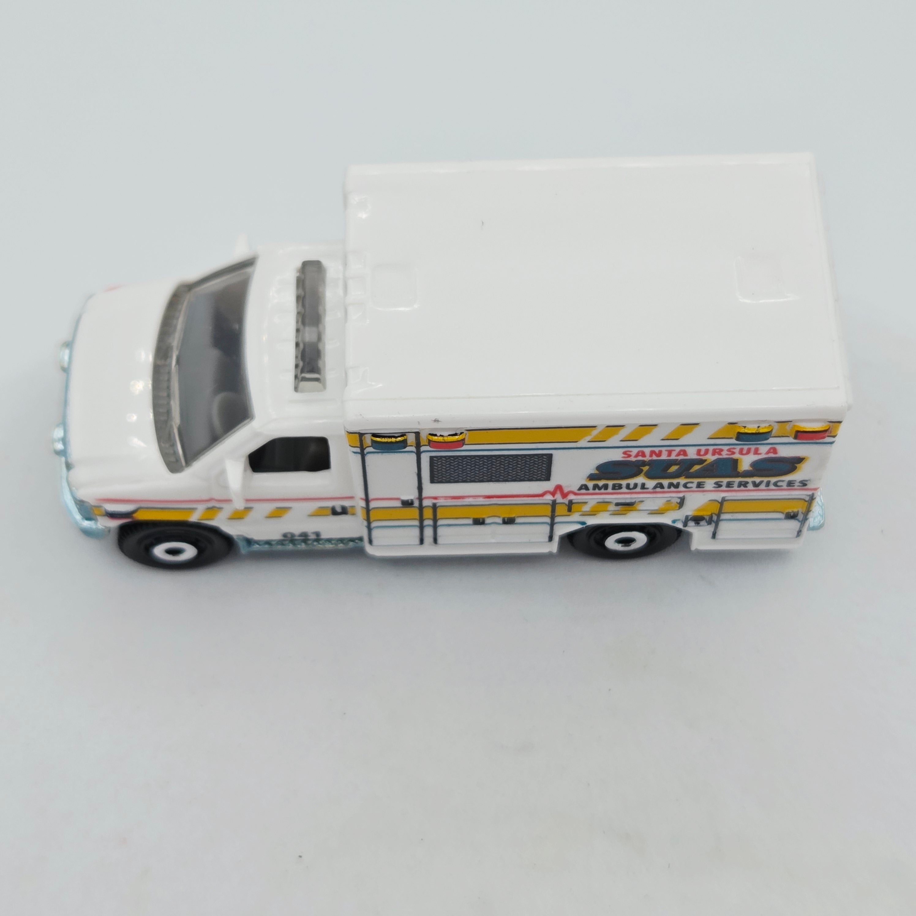 Matchbox '09 Ford F-350 Ambulance "Santa Ursula", Loose (2015 MBX Basic - Heroic Rescue)