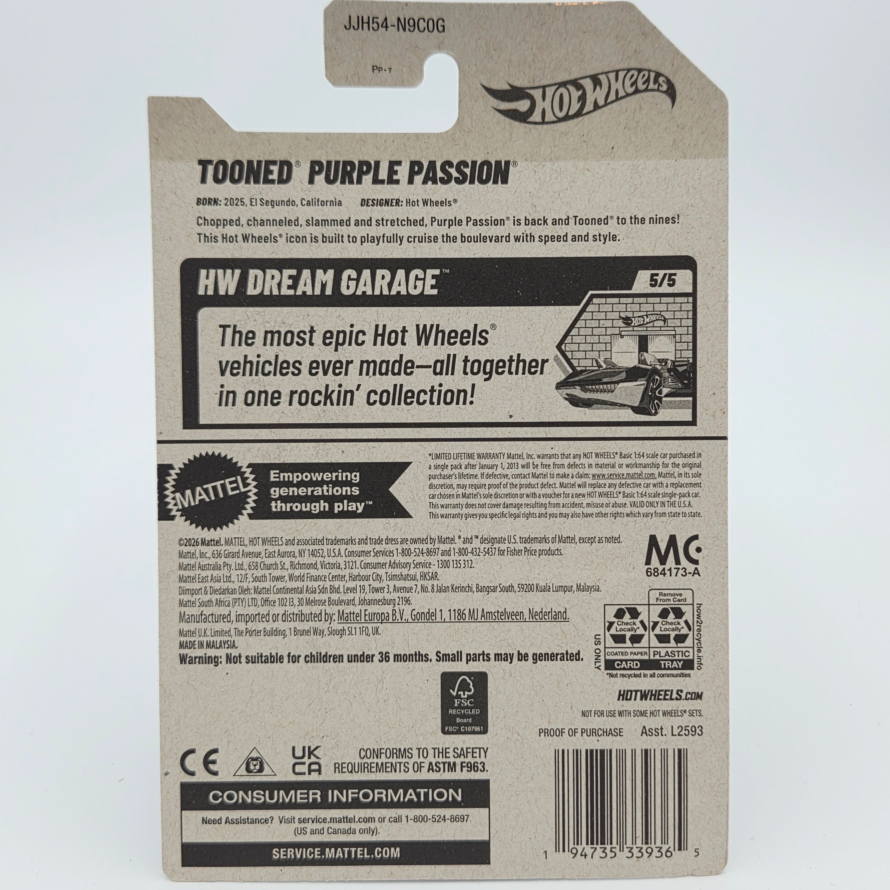 Hot Wheels Tooned Purple Passion (2026 HW Basic Case G - Dream Garage)