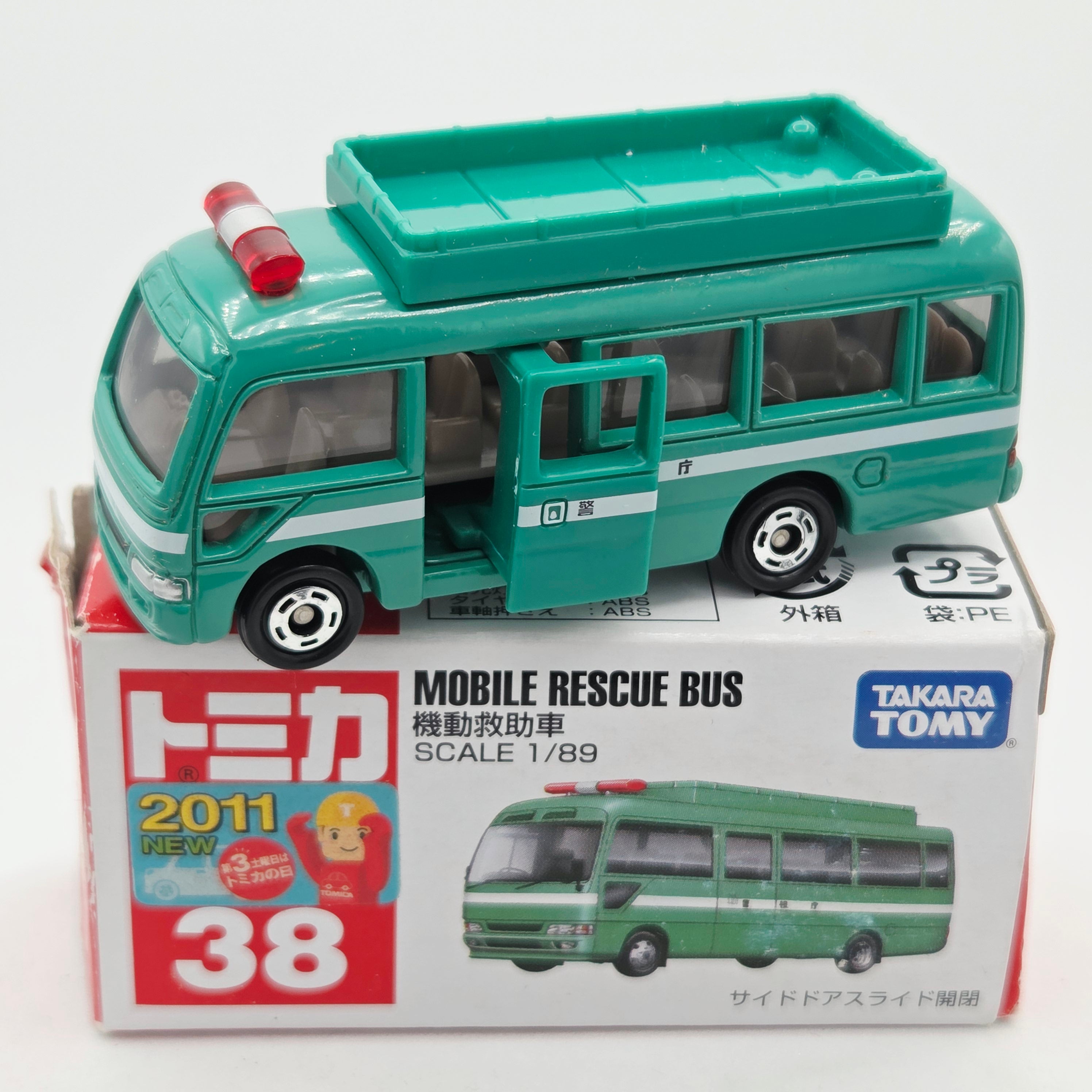 Takara Tomy - Toyota Coaster Mobile Rescue Bus #38 w/ Original Box - 1:89 (2011-2015 Classic Tomica Minicars)