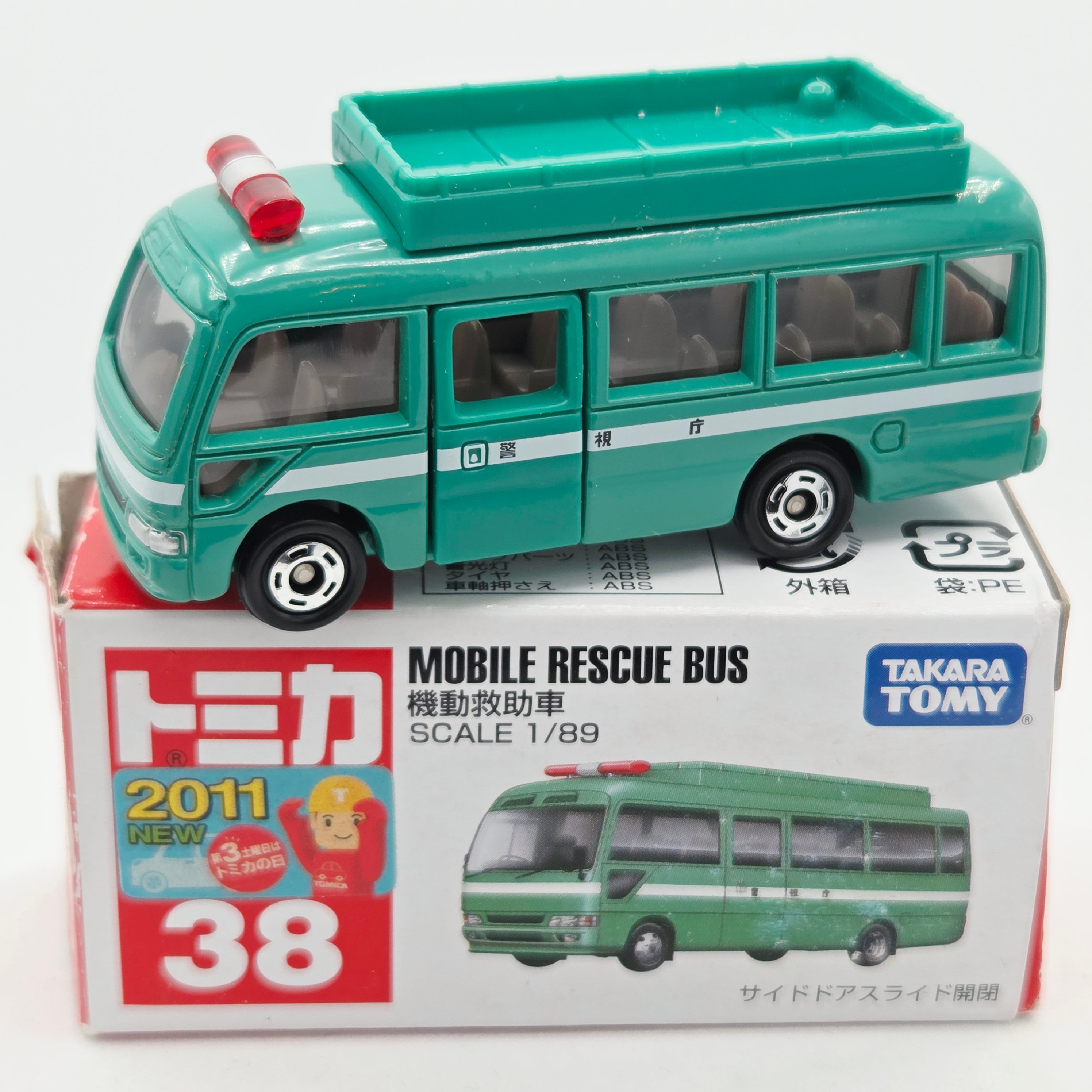 Takara Tomy - Toyota Coaster Mobile Rescue Bus #38 w/ Original Box - 1:89 (2011-2015 Classic Tomica Minicars)