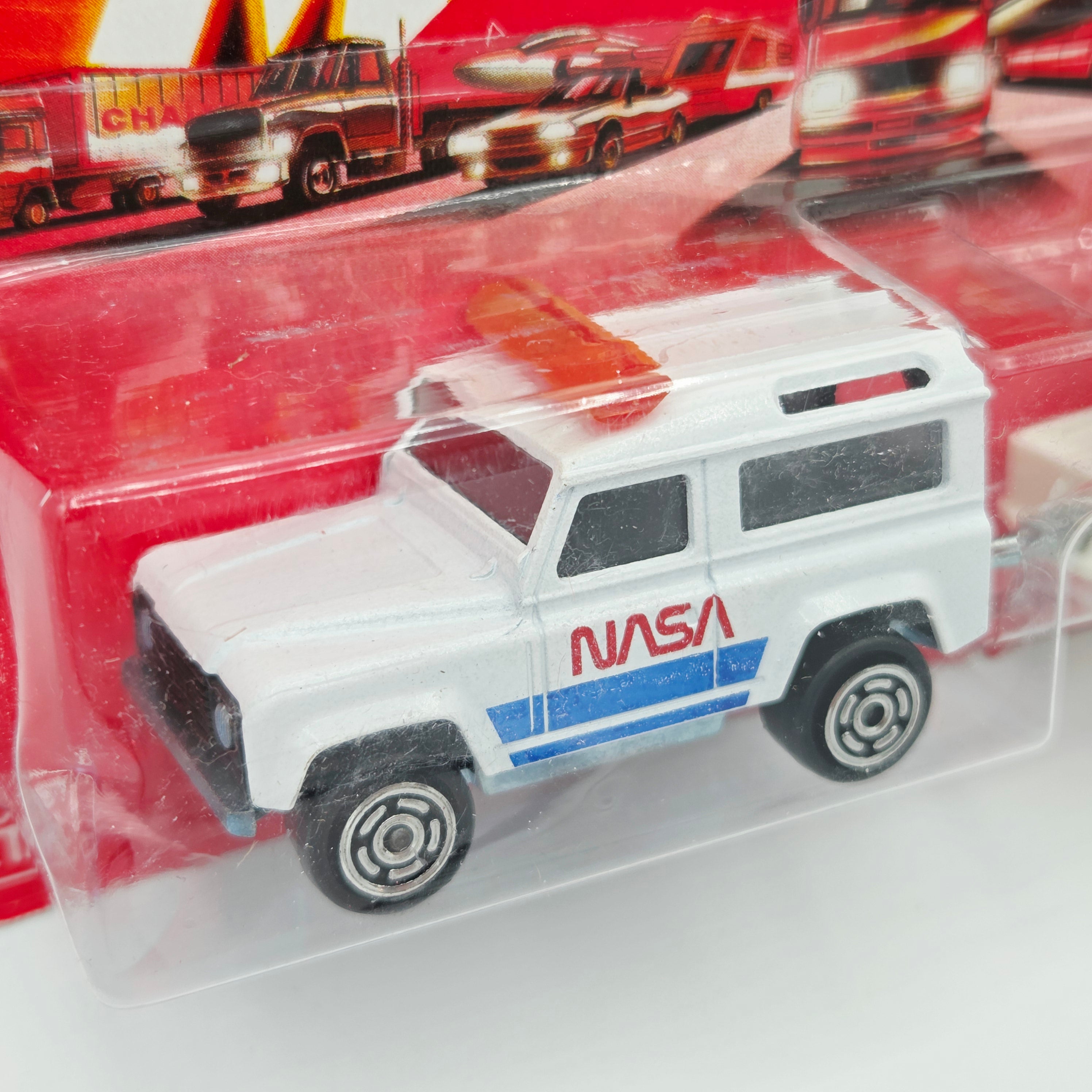 Majorette Land Rover Ninety w/ Radar Trailer "NASA" #382 (1990 Movers 300 Series)