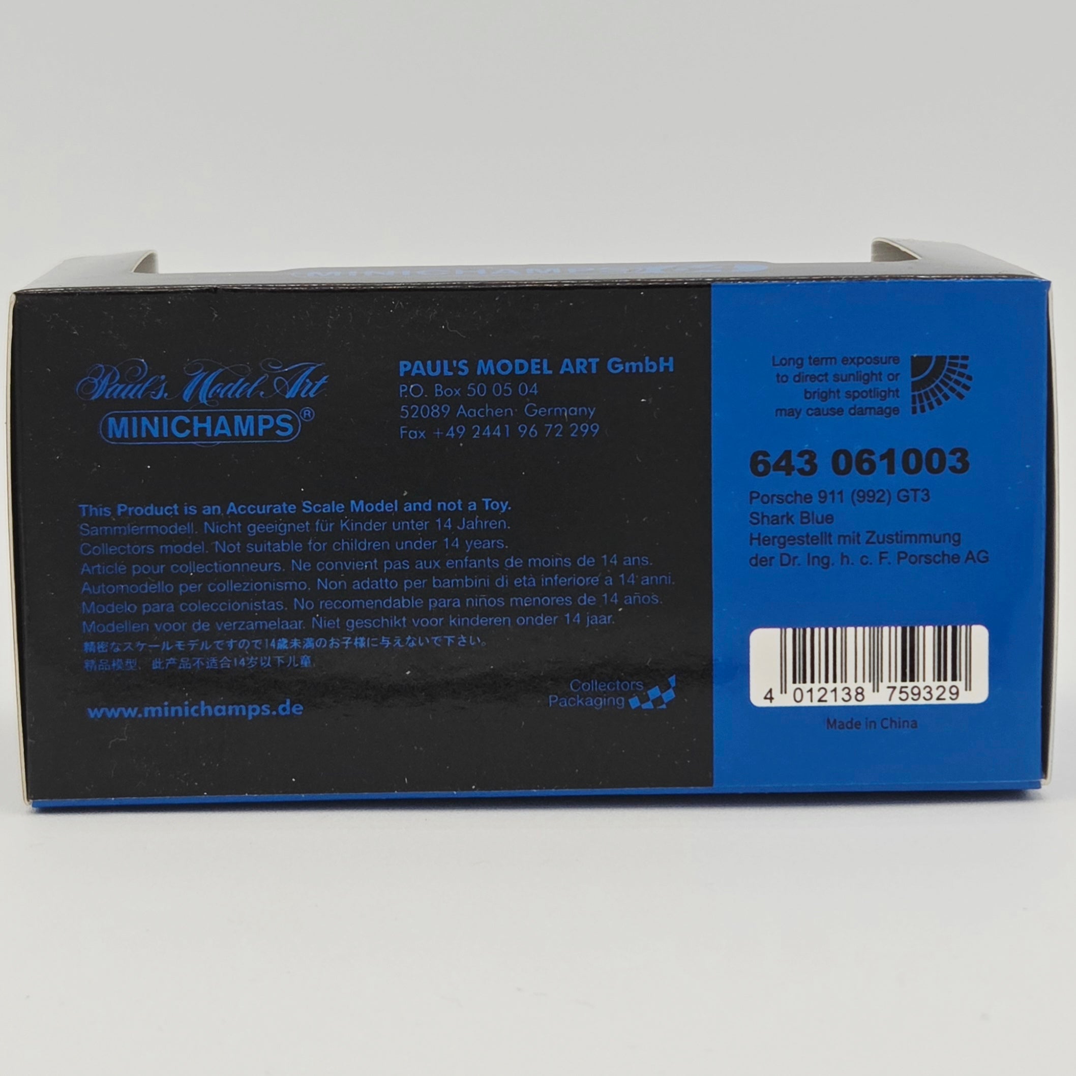 Minichamps '21 Porsche 911 GT3 992 - 1:64, Shark Blue (2022 Paul's Model Art - Limited Edition)