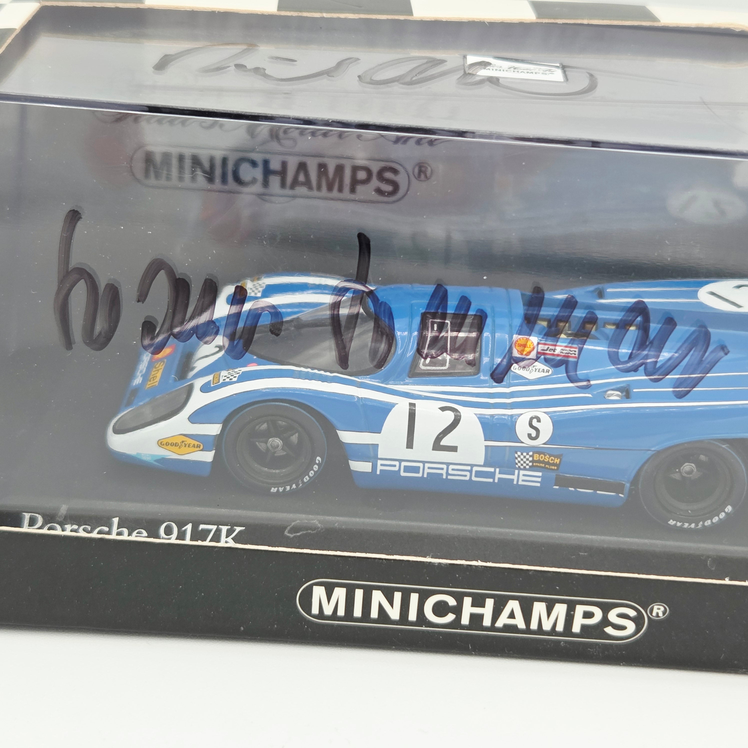 Minichamps Porsche 917K 1000km Brands Hatch 1970 - 1:43 scale, SIGNED BY BOTH DRIVERS - HERMANN & ATTWOOD (Paul's Model Art - Limited Edition 1 of 2,544)