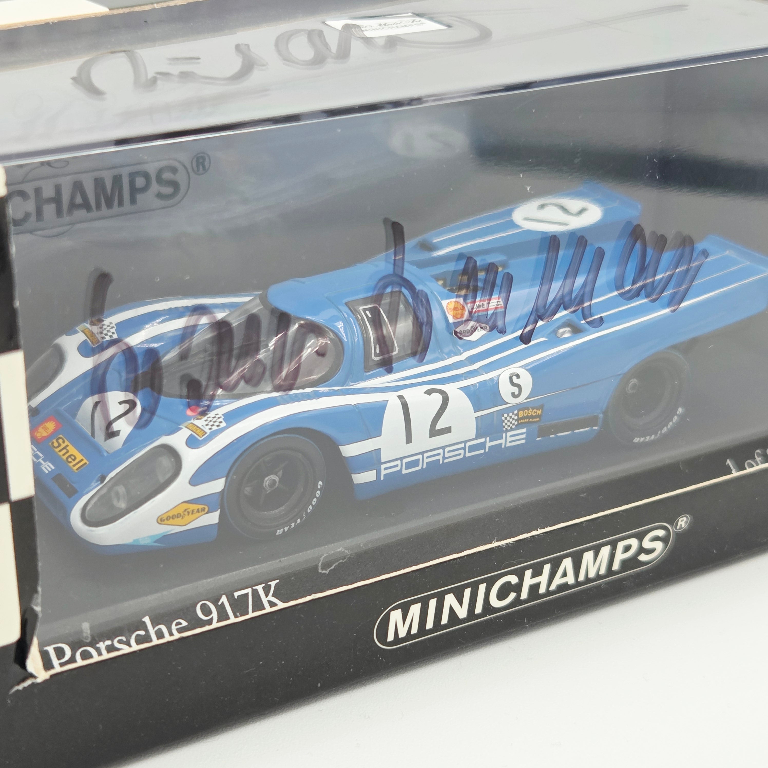Minichamps Porsche 917K 1000km Brands Hatch 1970 - 1:43 scale, SIGNED BY BOTH DRIVERS - HERMANN & ATTWOOD (Paul's Model Art - Limited Edition 1 of 2,544)
