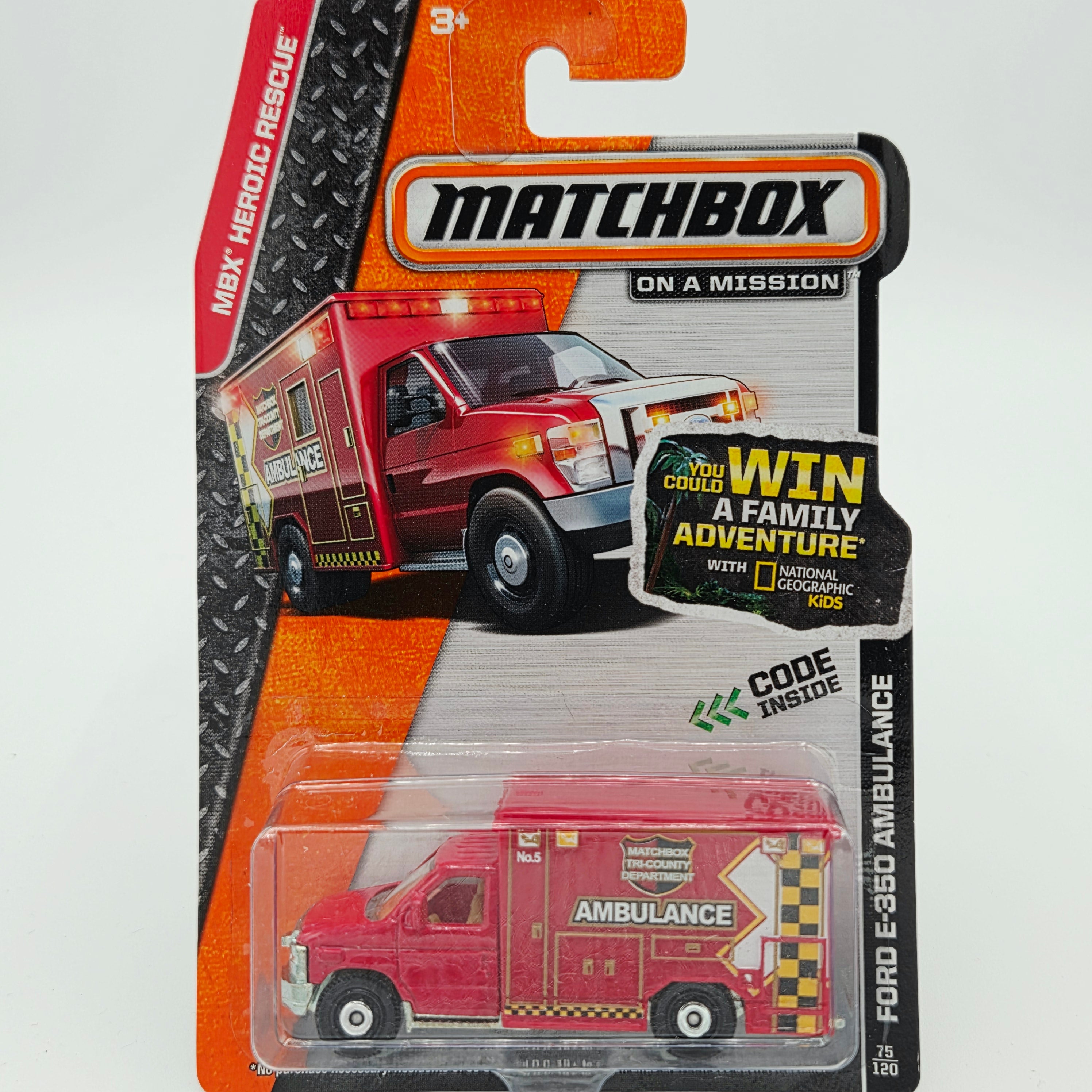 Matchbox '09 Ford F-350 Ambulance "Tri-County" (2014 MBX Basic - Heroic Rescue)