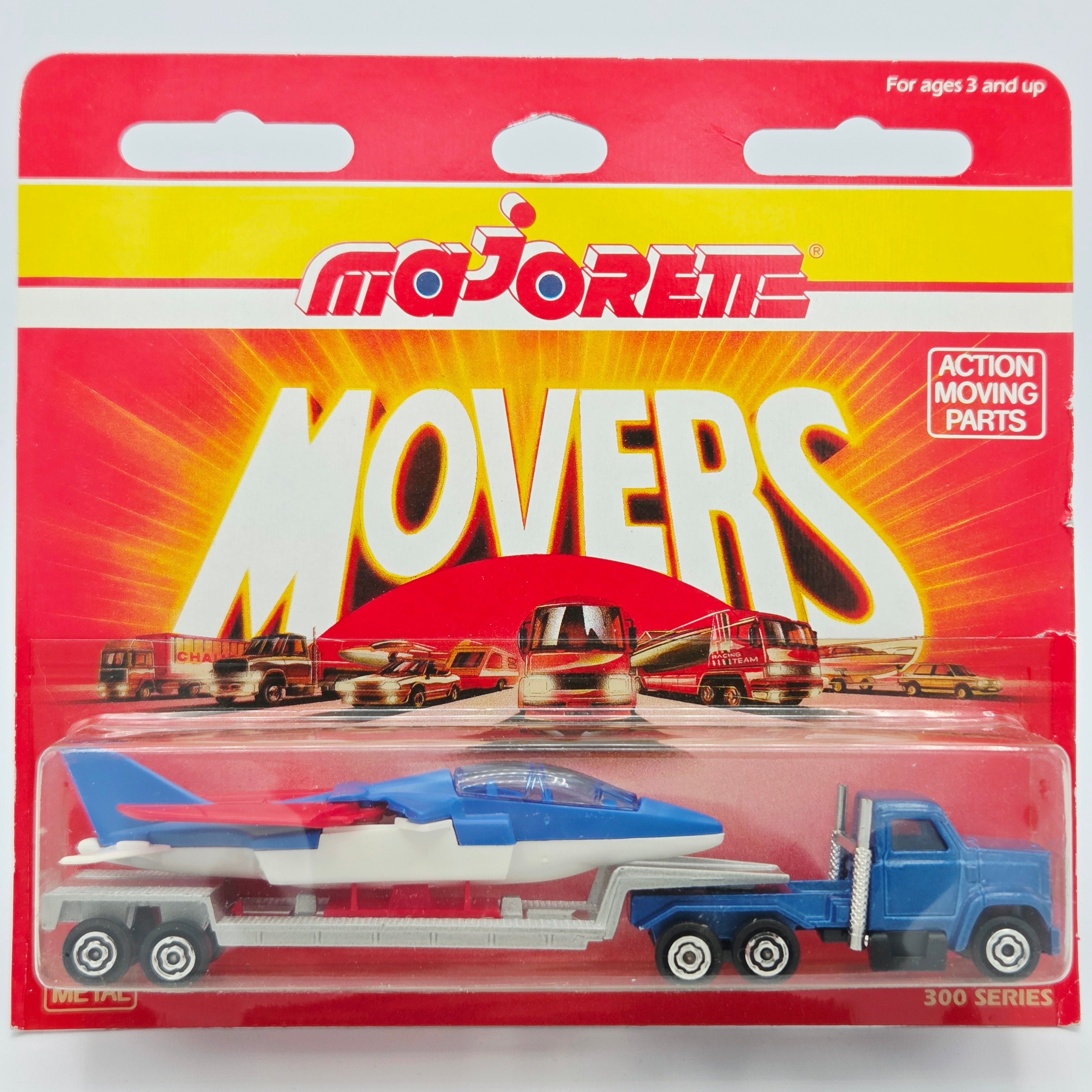 Majorette Semi Truck & Trailer Fighter Plane Transporter #312 (1990 Movers 300 Series)