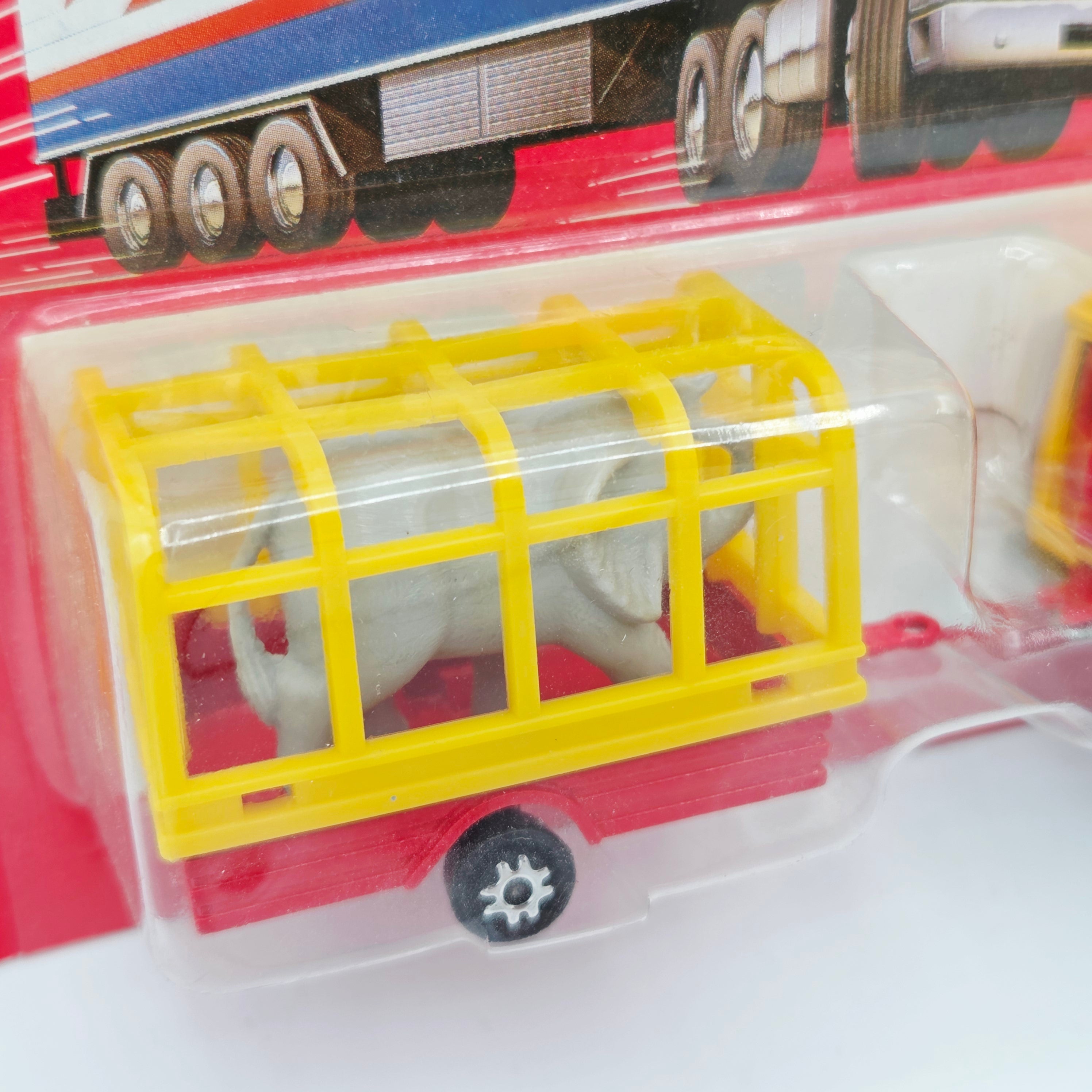 Majorette Ford E-350 Van w/ Elephant Cage Transporter "Magic Circus" #344 (1987-1991 Movers 300 Series)