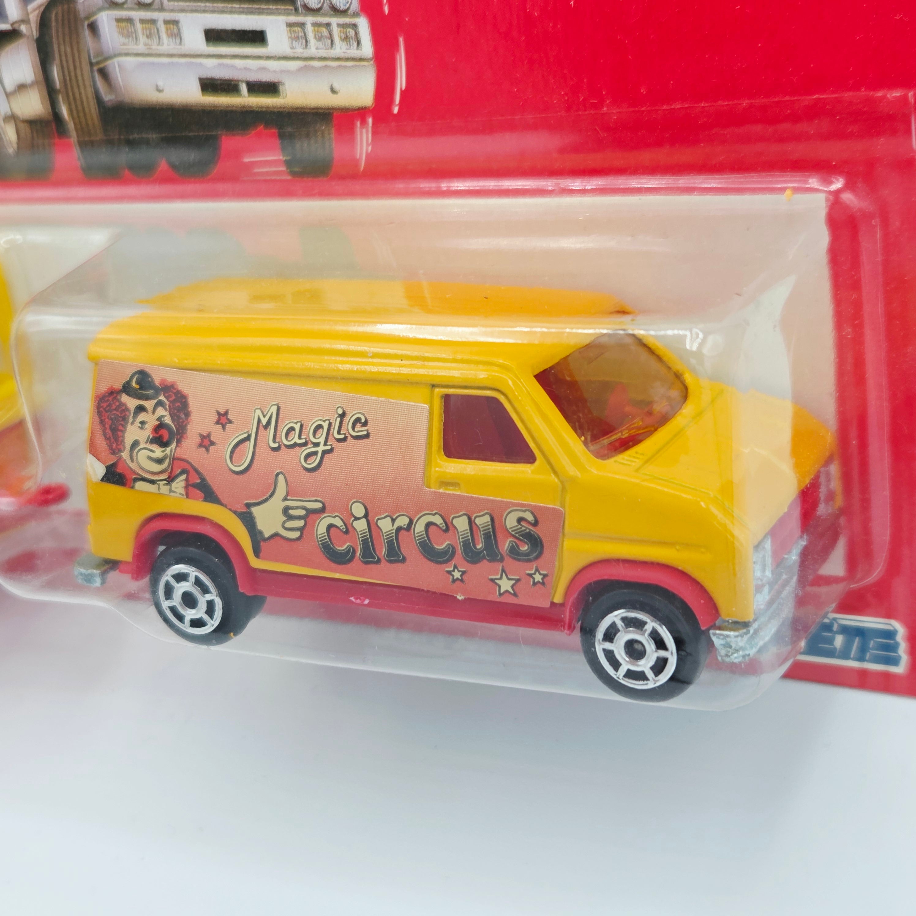Majorette Ford E-350 Van w/ Elephant Cage Transporter "Magic Circus" #344 (1987-1991 Movers 300 Series)