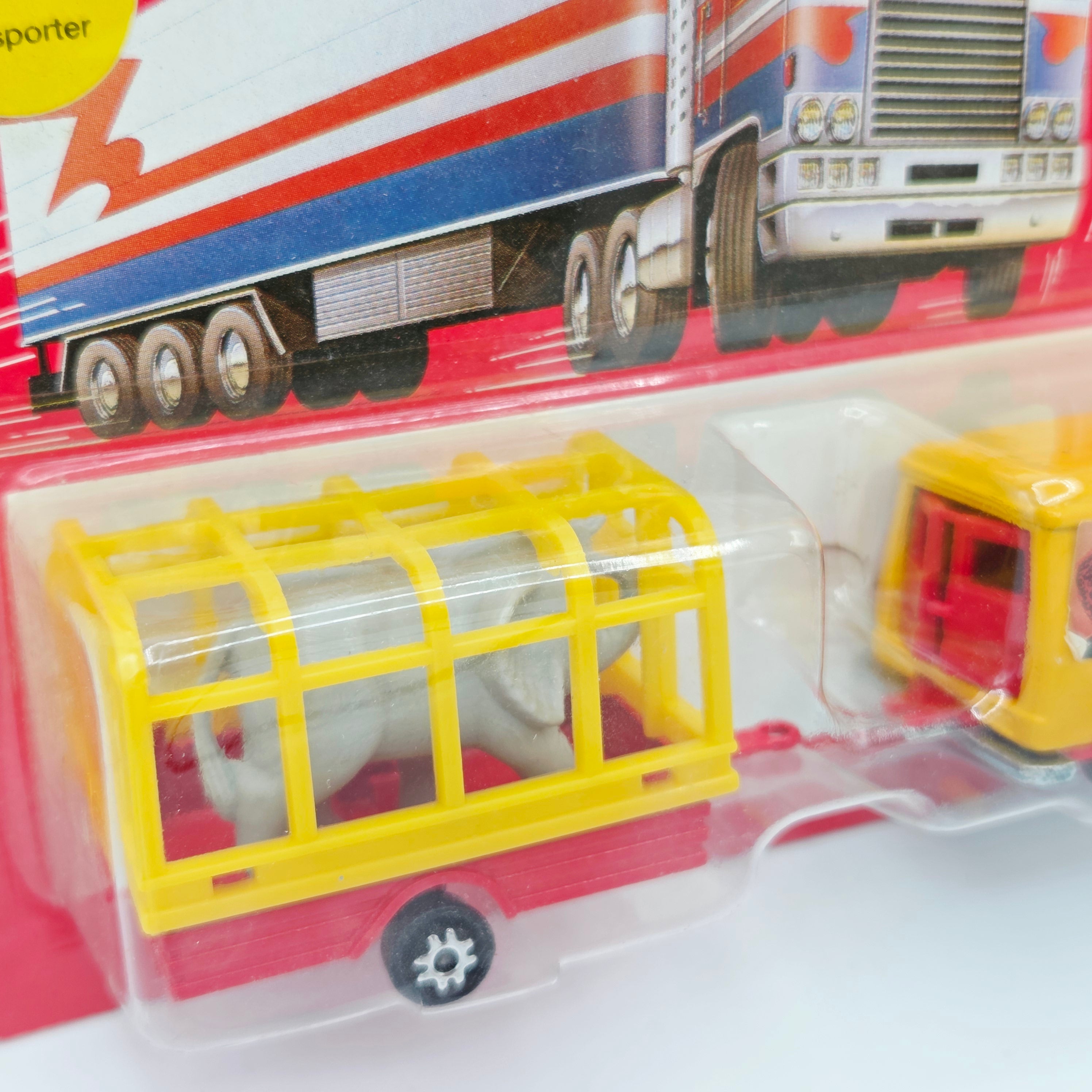 Majorette Ford E-350 Van w/ Elephant Cage Transporter "Magic Circus" #344 (1987-1991 Movers 300 Series)