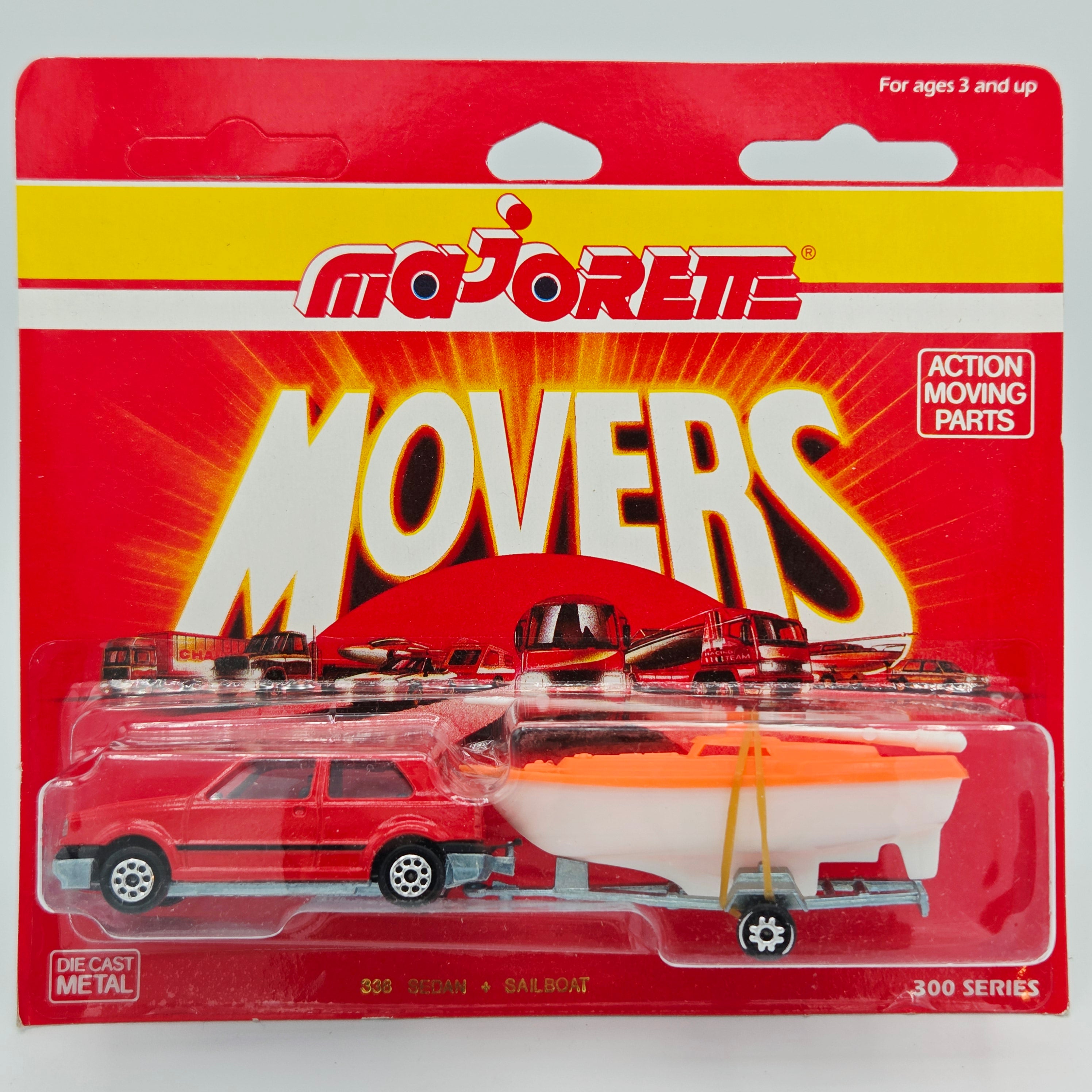 Majorette Volkswagen Golf Sedan w/ Sailboat Trailer #338 (1990s Movers 300 Series)