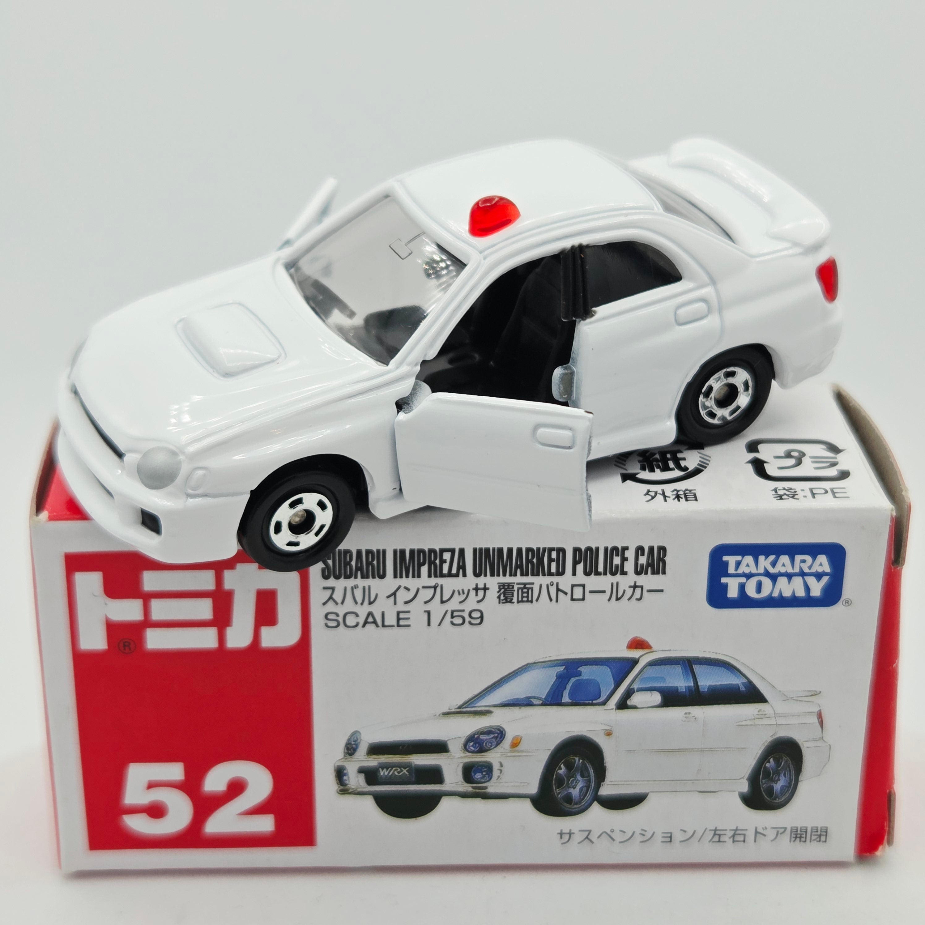 Takara Tomy - Subaru Imprezza Unmarked Police Car #52 w/ Original Box - 1:59 (2006-2010 Classic Tomica Minicars)