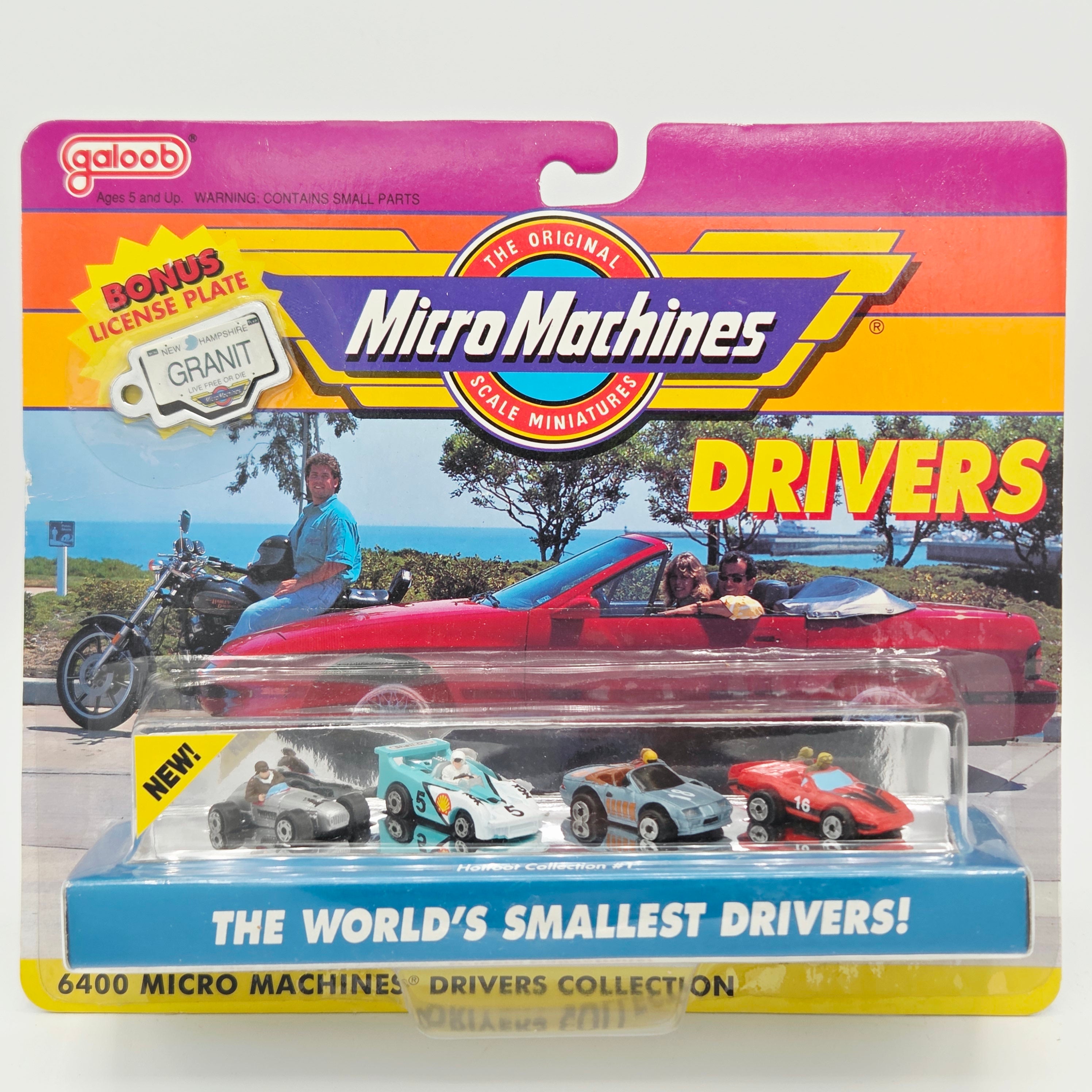 Galoob Micro Machines - Hotfoot Collection #1 - Camaro, March 707, Corvette, Kurtis Kraft (1990 World's Smallest Drivers!)