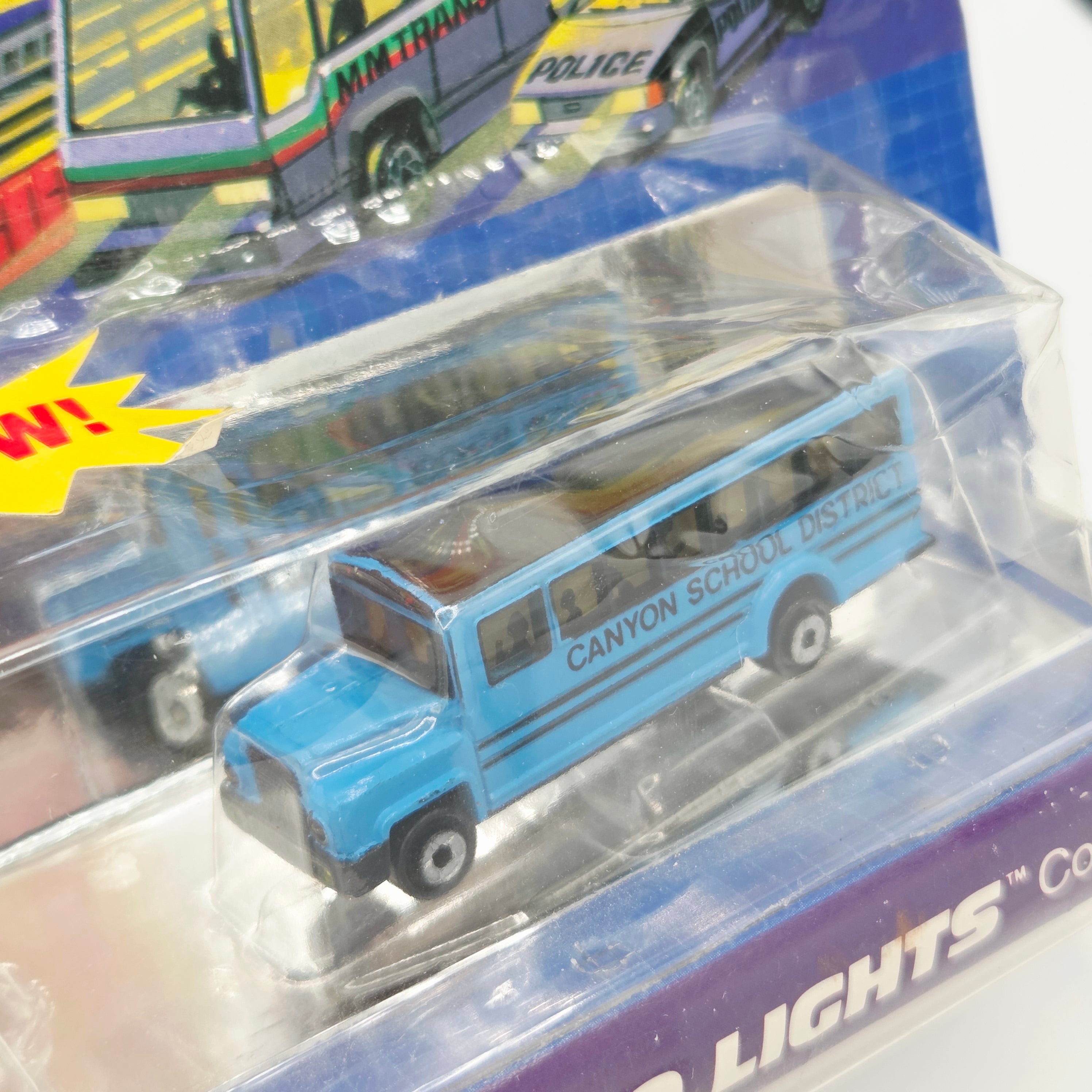 Galoob Micro Machines - Canyon School Bus, Camper Truck (1990 Super Micro Lights) *Damaged Blister Pack*