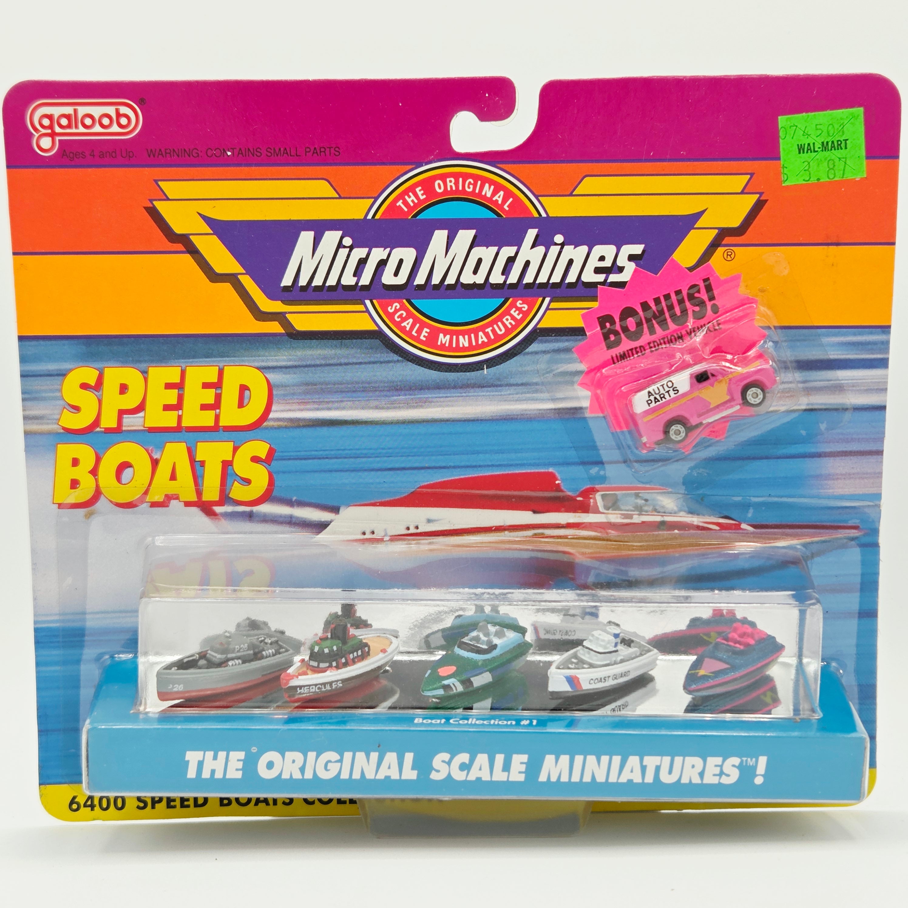 Galoob Micro Machines - Boat Collection #1 - Hercules, Military, Coast Guard, Auto Parts Truck (1990 Speed Boats)