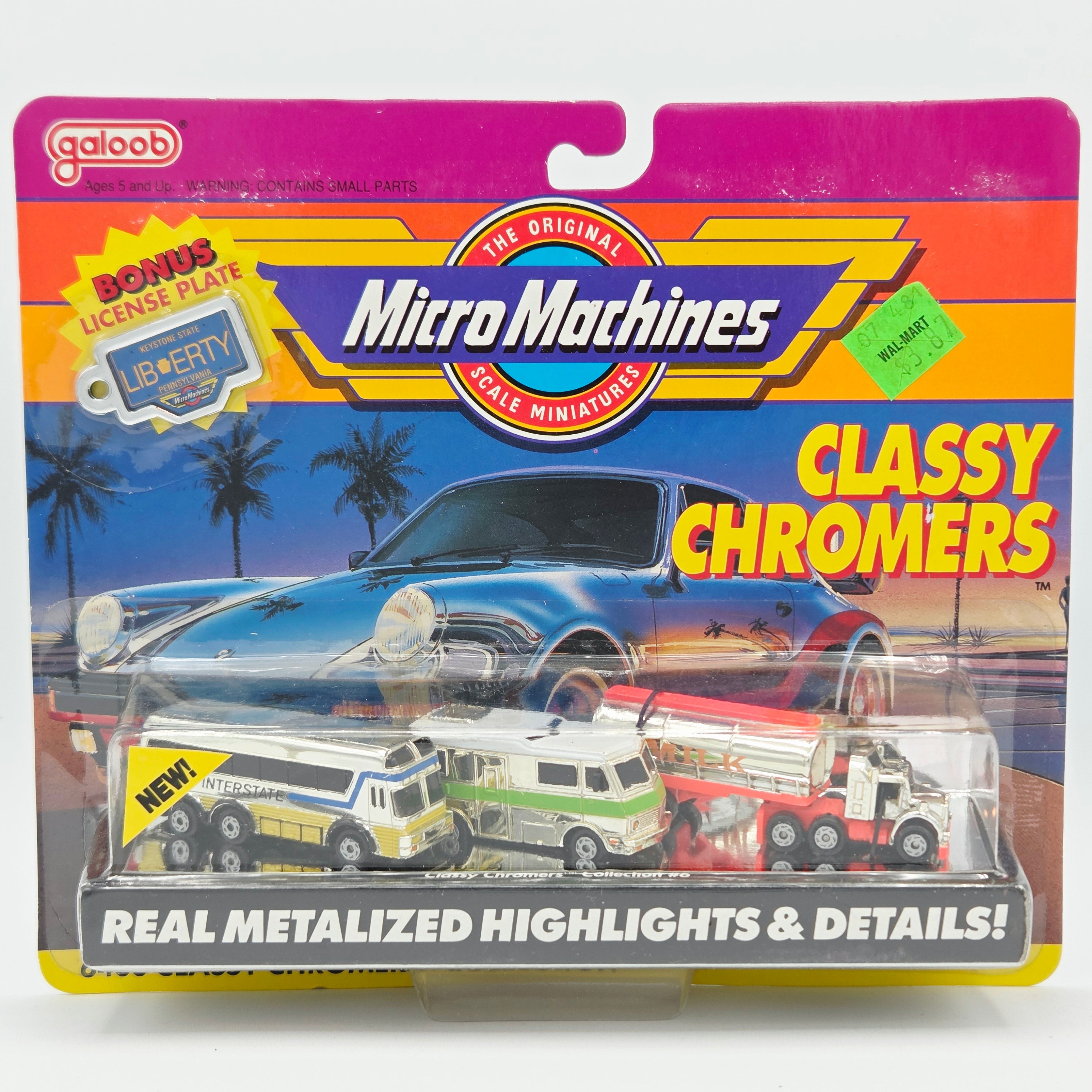 Galoob Micro Machines - Classy Chromers Collection #6 - Bus, Semi Truck, RV (1990 Real Metalized Details!)